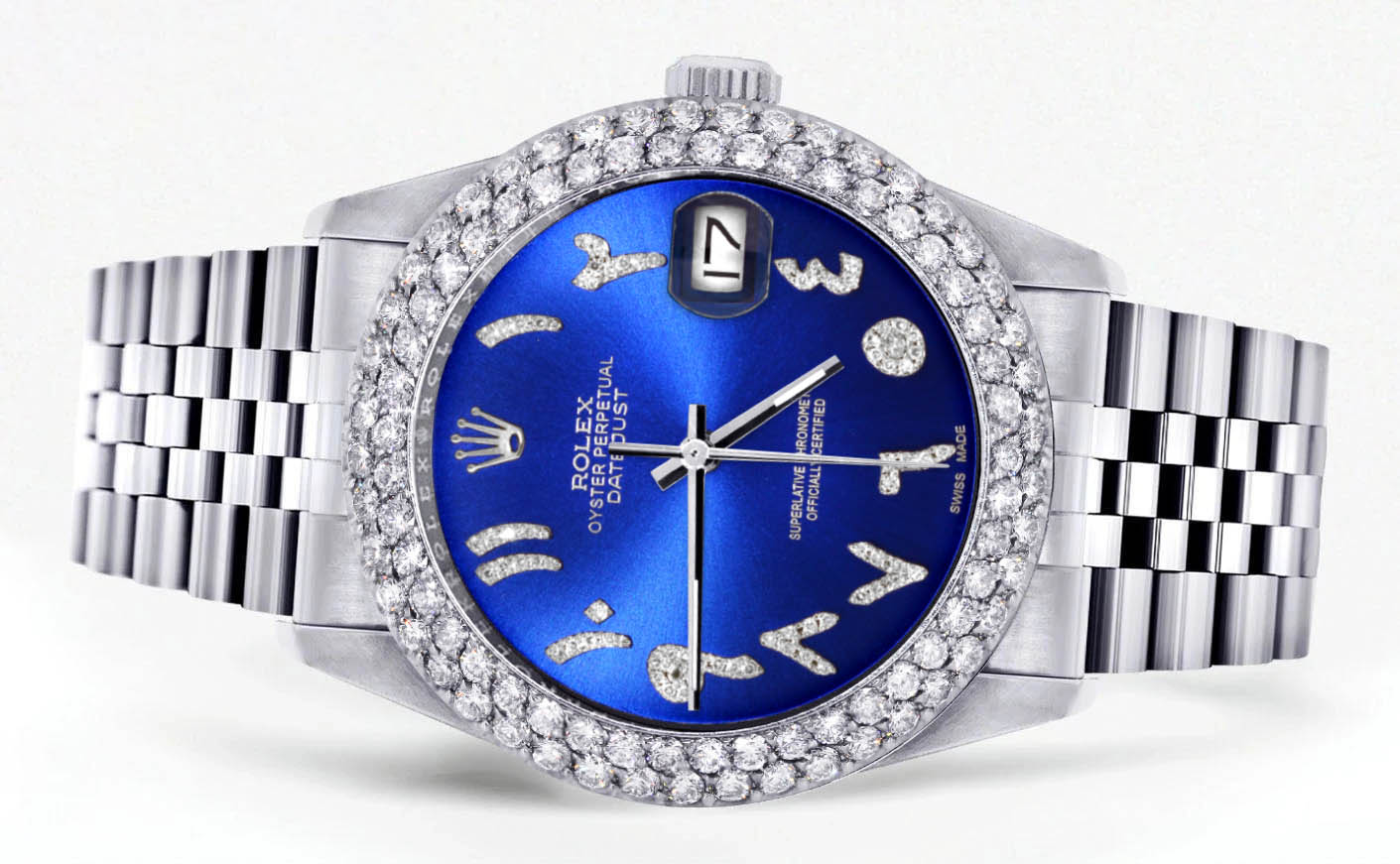 Mens Rolex Datejust Watch 16200 | 36Mm | Royal Blue Arabic Diamond Dial | Two Row 4.25 Carat Bezel | Jubilee Band - Image 2