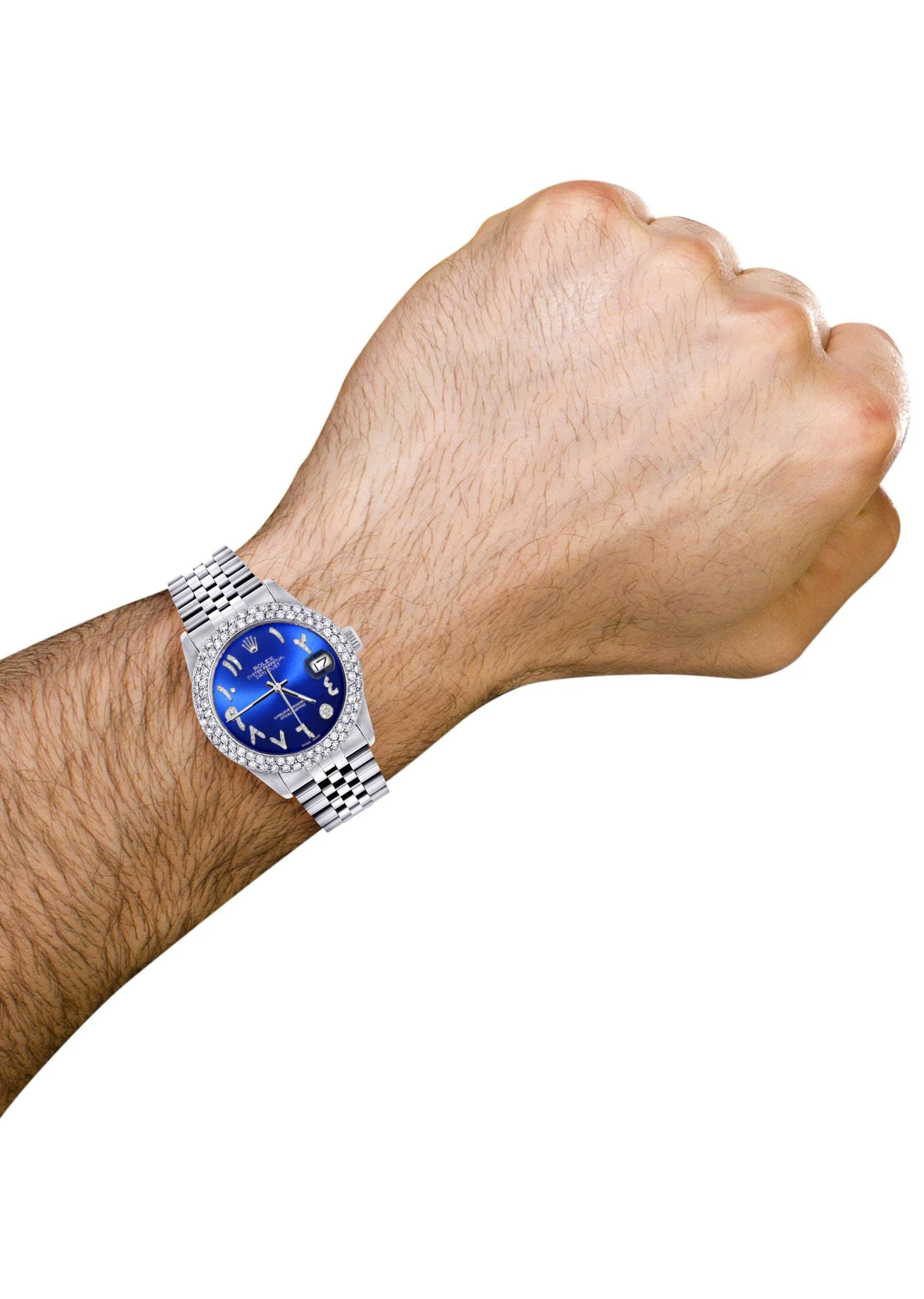 Mens Rolex Datejust Watch 16200 | 36Mm | Royal Blue Arabic Diamond Dial | Two Row 4.25 Carat Bezel | Jubilee Band - Image 3