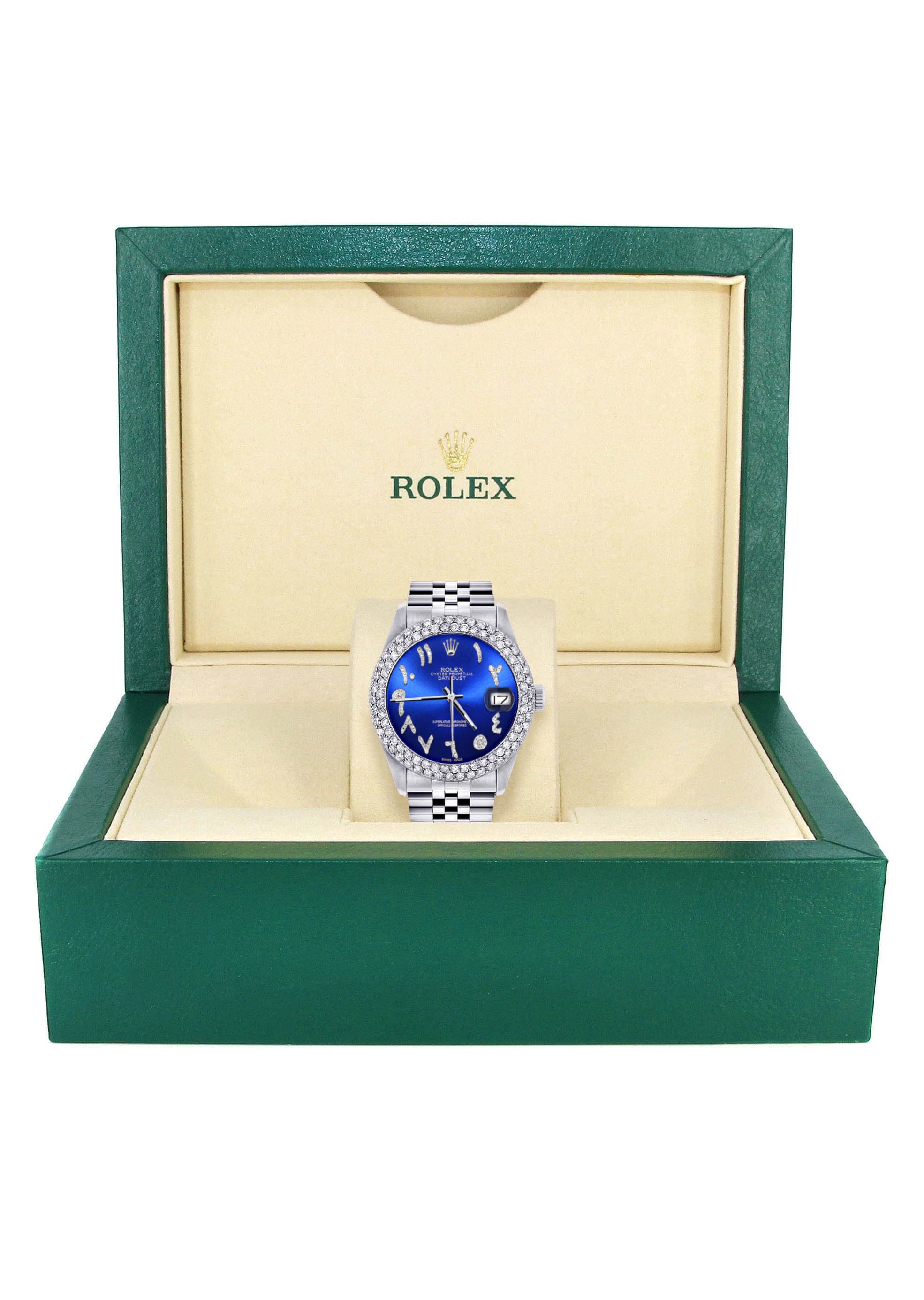 Mens Rolex Datejust Watch 16200 | 36Mm | Royal Blue Arabic Diamond Dial | Two Row 4.25 Carat Bezel | Jubilee Band - Image 7