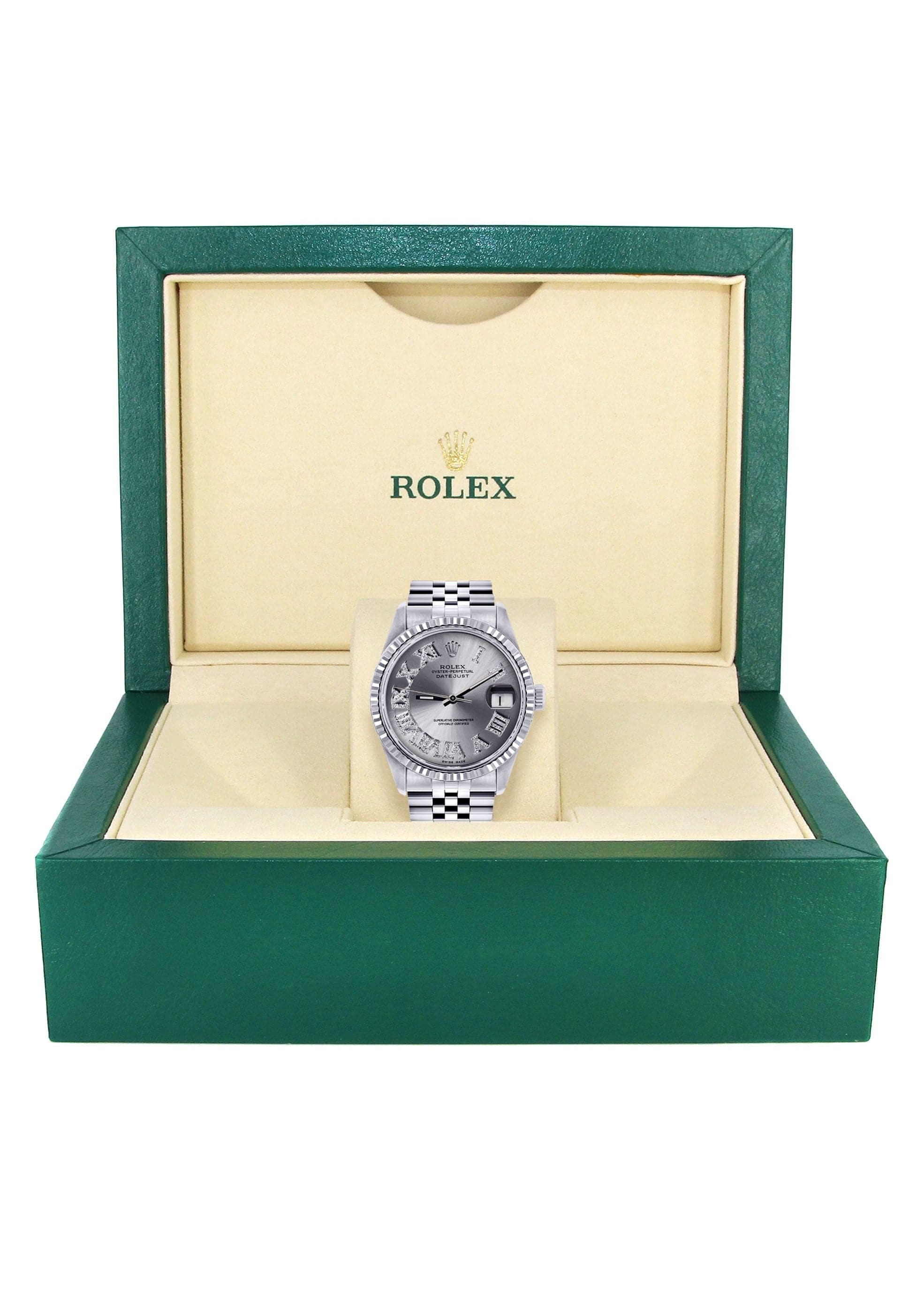 Mens Rolex Datejust Watch 16200 | Fluted Bezel | 36Mm | Silver Roman Numeral Dial | Jubilee Band - Image 6