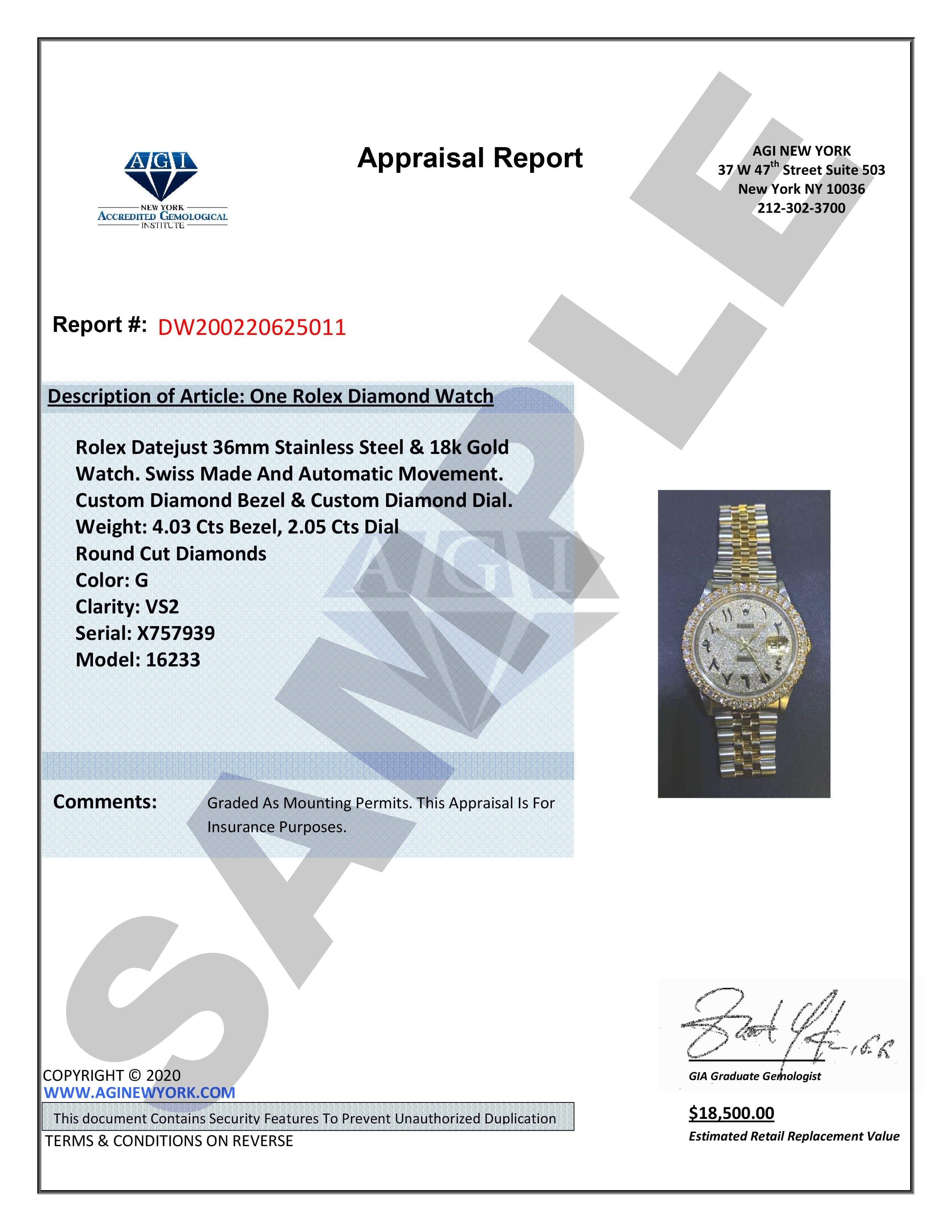 Mens Rolex Datejust Watch 16200 | 36Mm | Tuxedo Dial | Two Row 4.25 Carat Bezel | Jubilee Band - Image 7