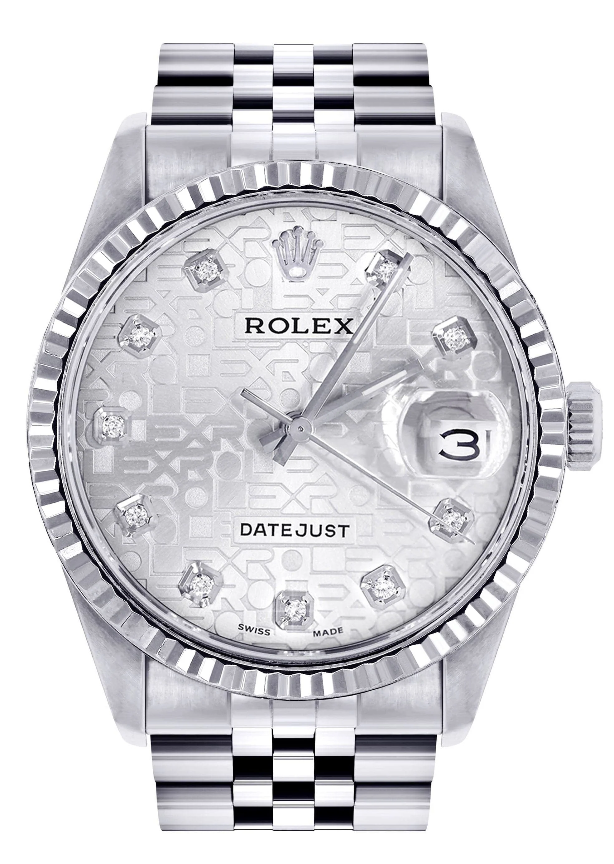 Mens Rolex Datejust Watch 16200 | Fluted Bezel | 36Mm | White Texture Dial | Jubilee Band