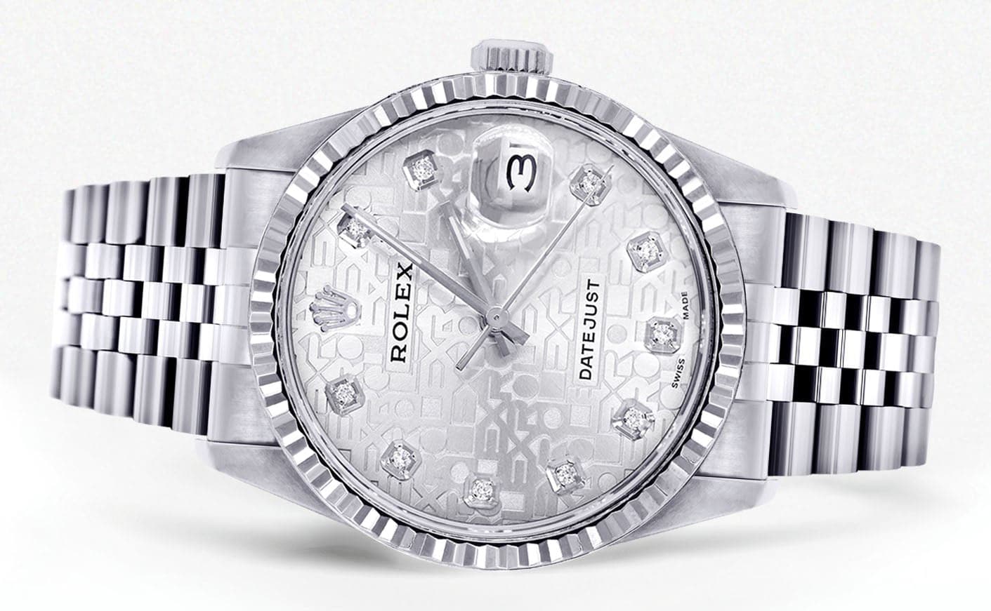 Mens Rolex Datejust Watch 16200 | Fluted Bezel | 36Mm | White Texture Dial | Jubilee Band - Image 2