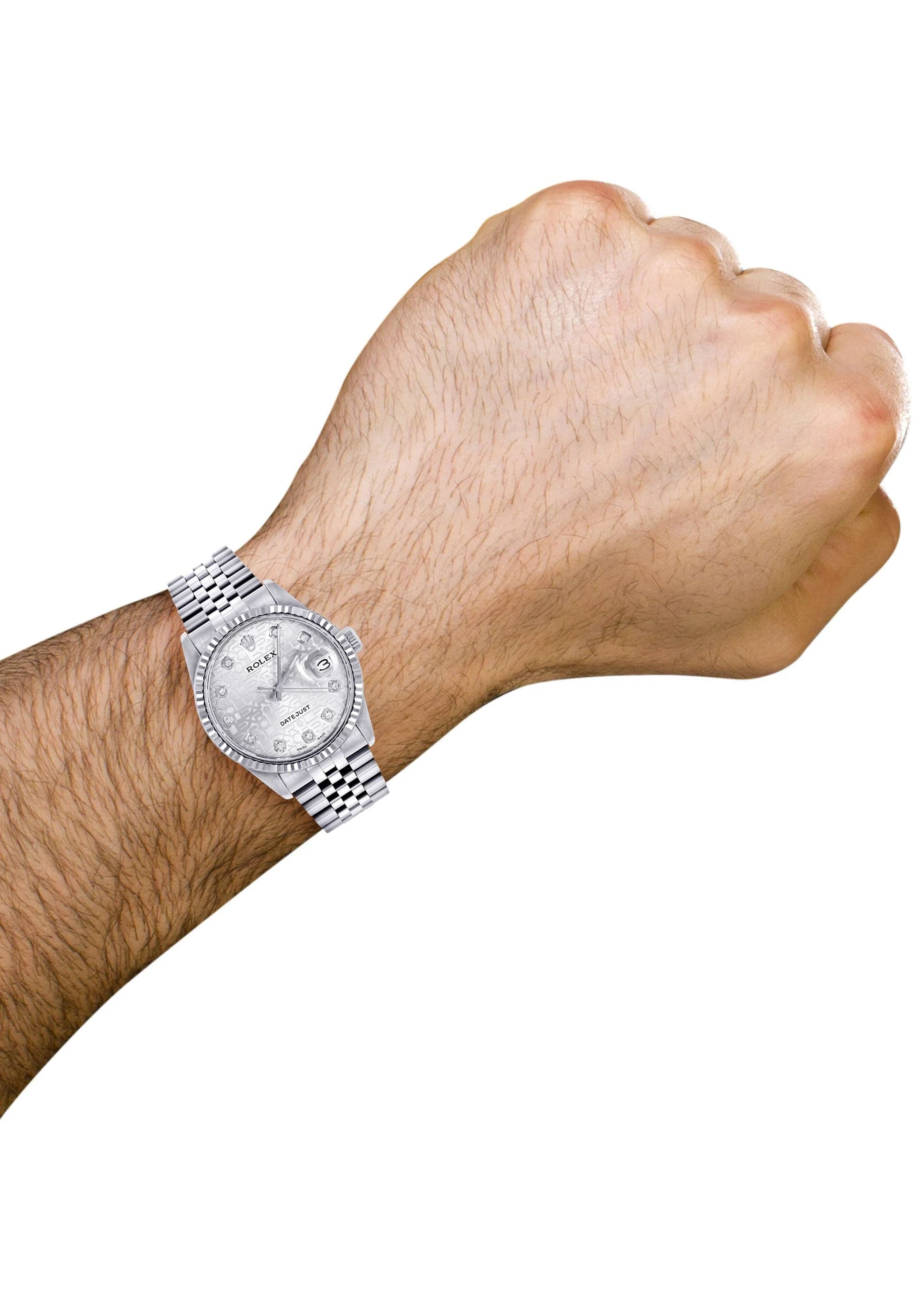 Mens Rolex Datejust Watch 16200 | Fluted Bezel | 36Mm | White Texture Dial | Jubilee Band - Image 3