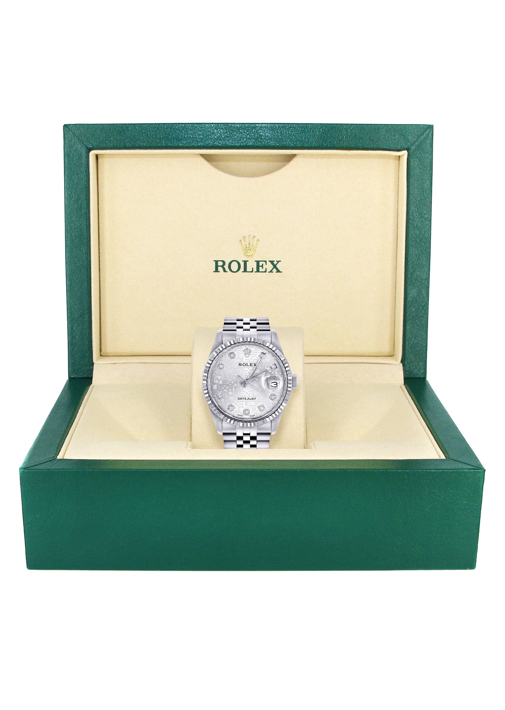 Mens Rolex Datejust Watch 16200 | Fluted Bezel | 36Mm | White Texture Dial | Jubilee Band - Image 6