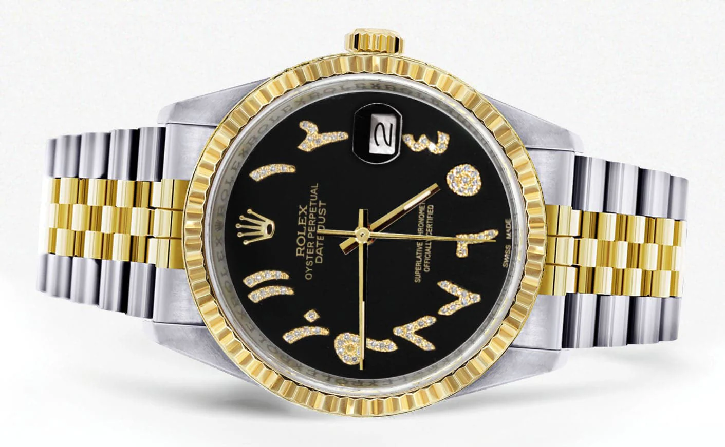 Mens Rolex Datejust Watch 16233 Two Tone | Fluted Bezel | 36Mm | Black Arabic Dial | Jubilee Band - Image 2