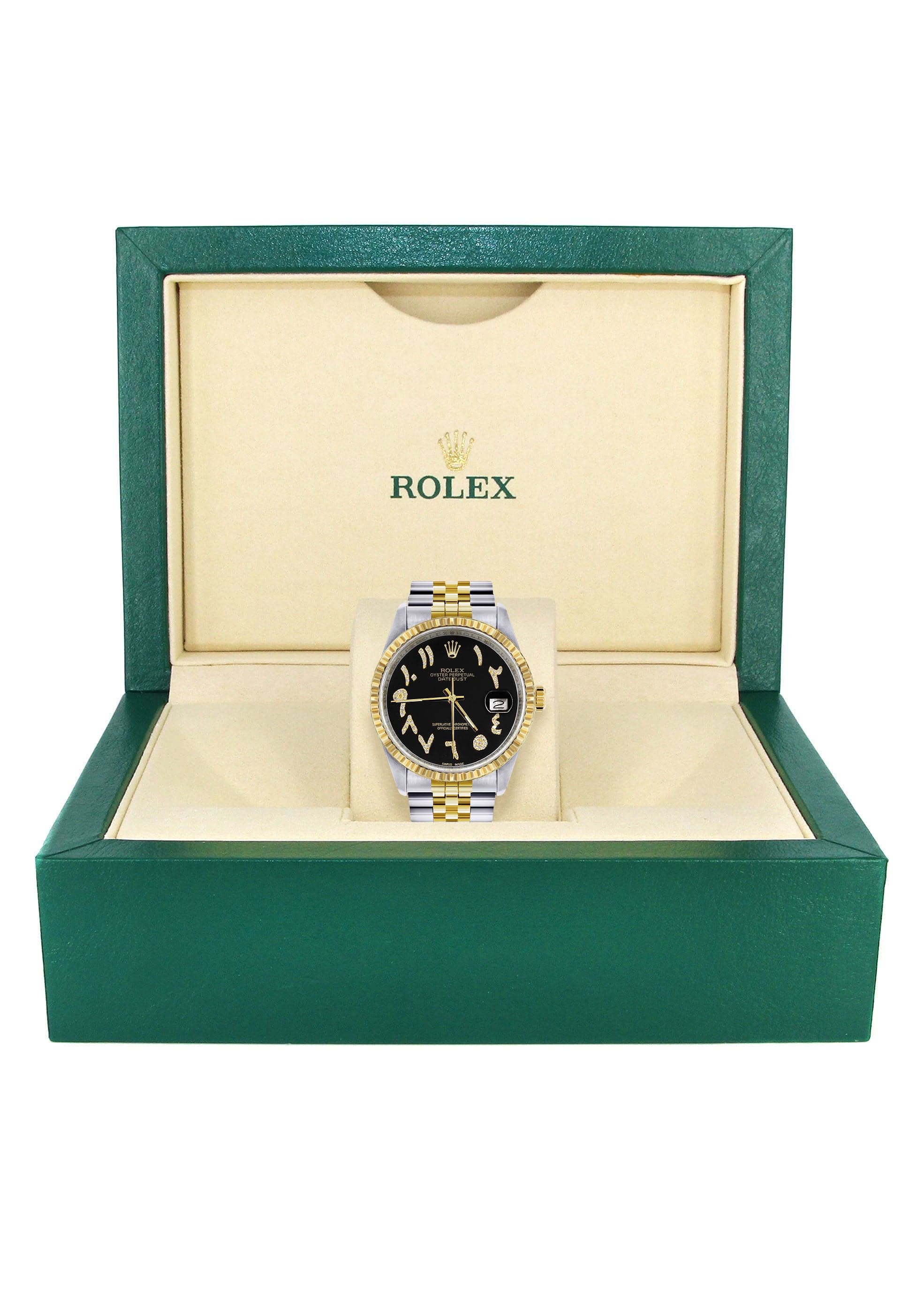 Mens Rolex Datejust Watch 16233 Two Tone | Fluted Bezel | 36Mm | Black Arabic Dial | Jubilee Band - Image 4