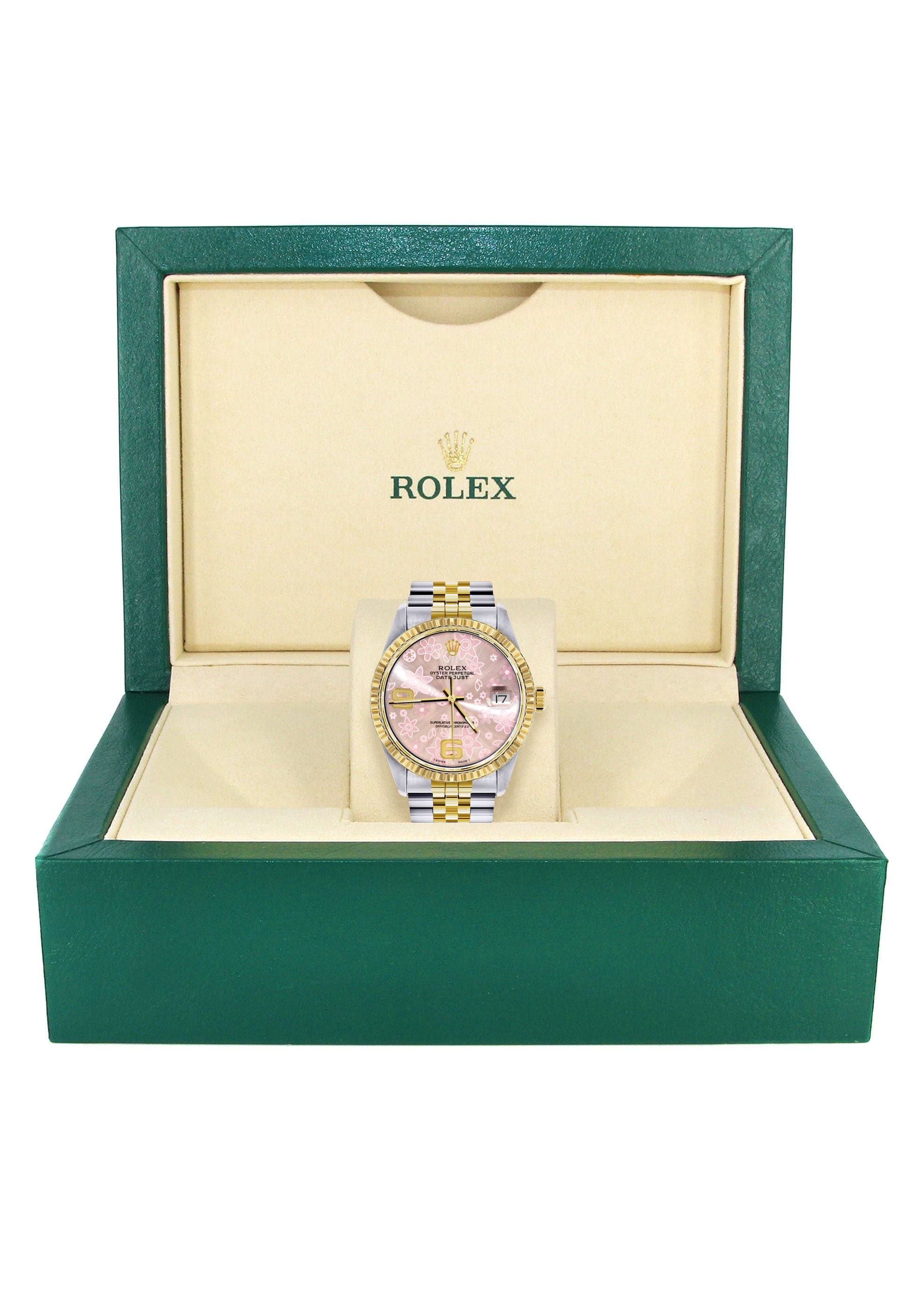 Mens Rolex Datejust Watch 16233 Two Tone | 36Mm | Pink Flower Dial | Jubilee Band - Image 4