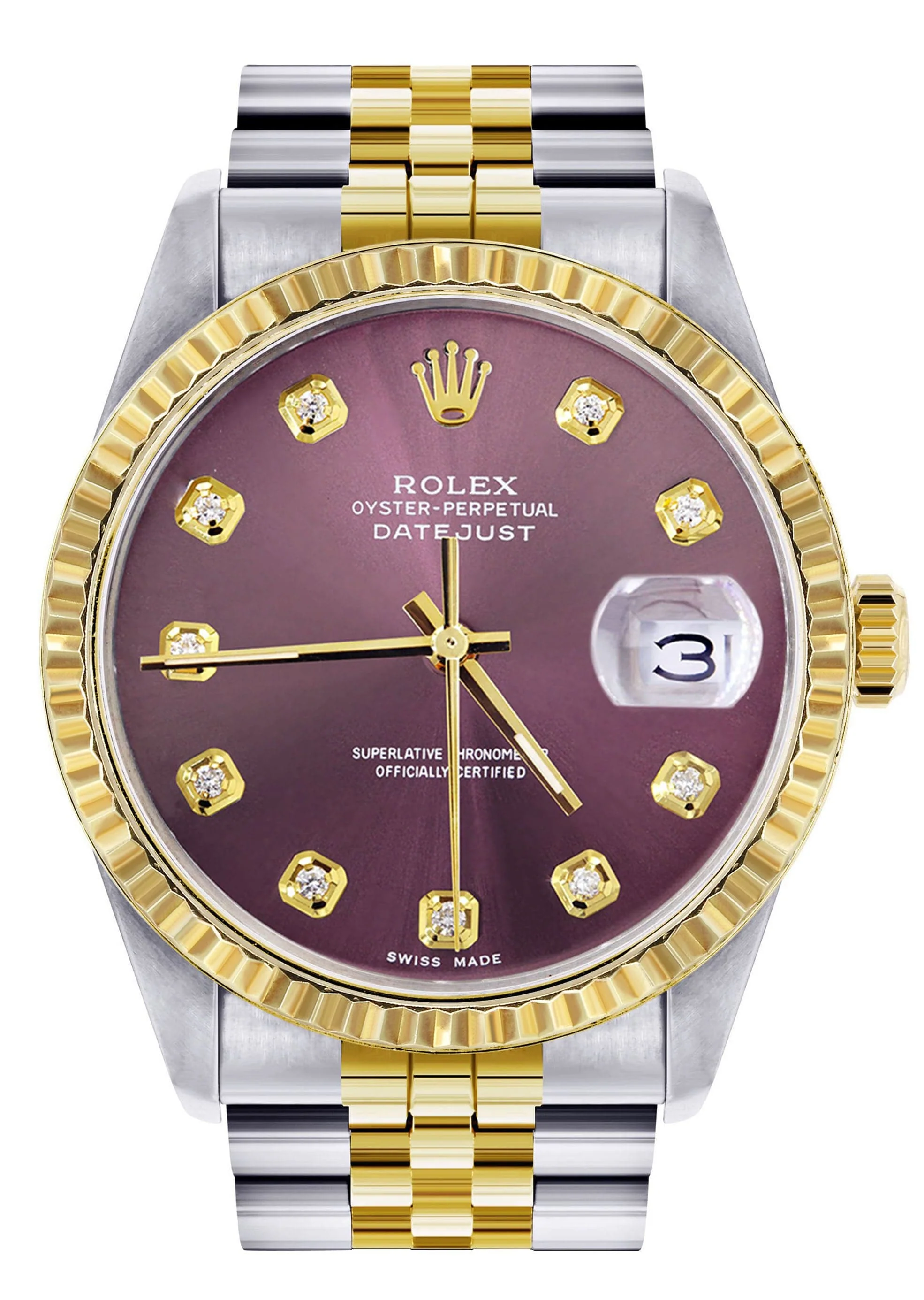 Mens Rolex Datejust Watch 16233 Two Tone | 36Mm | Purple Dial | Jubilee Band
