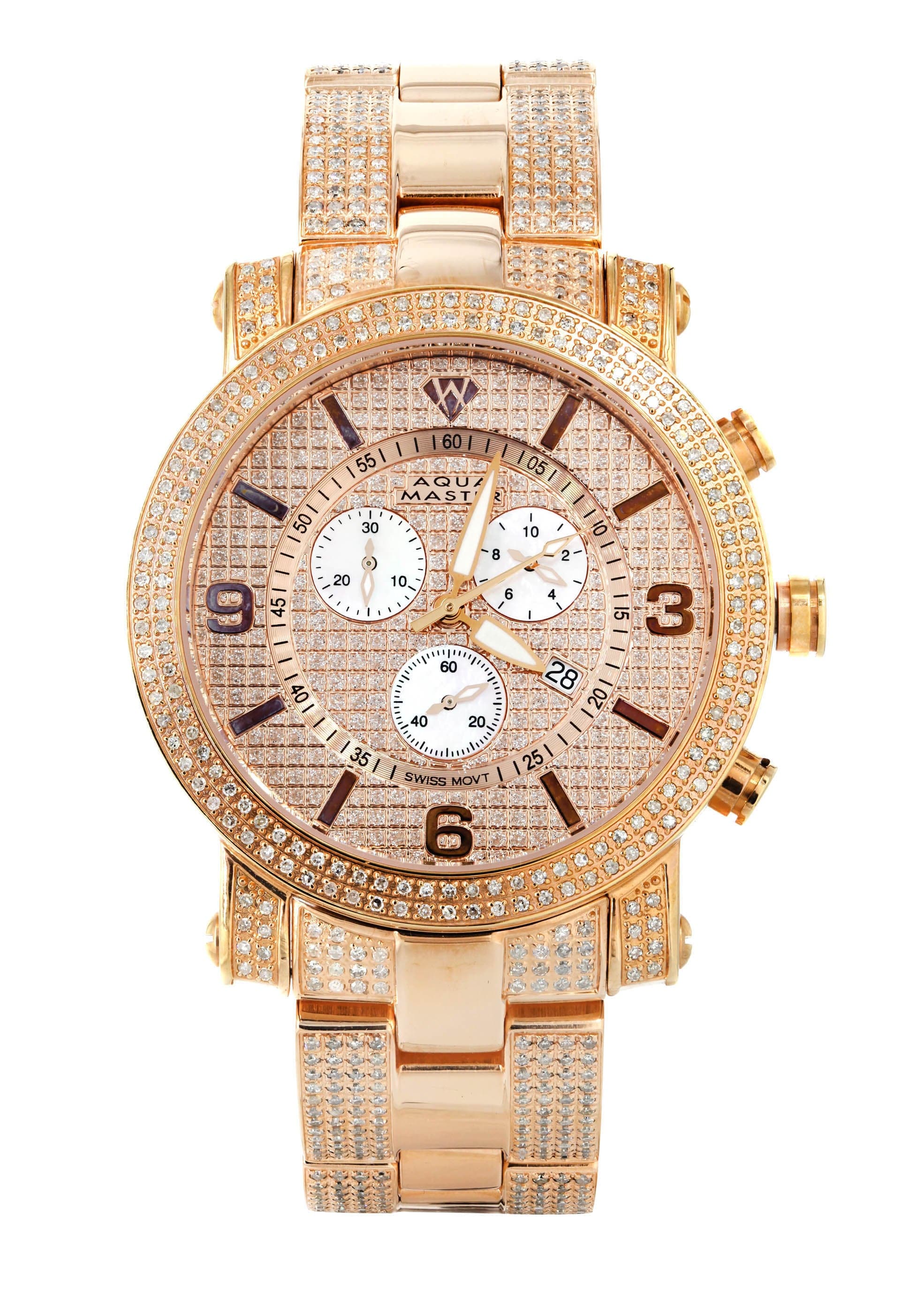 Mens Rose Gold Tone Diamond Watch | Appx. 8.5 Carats