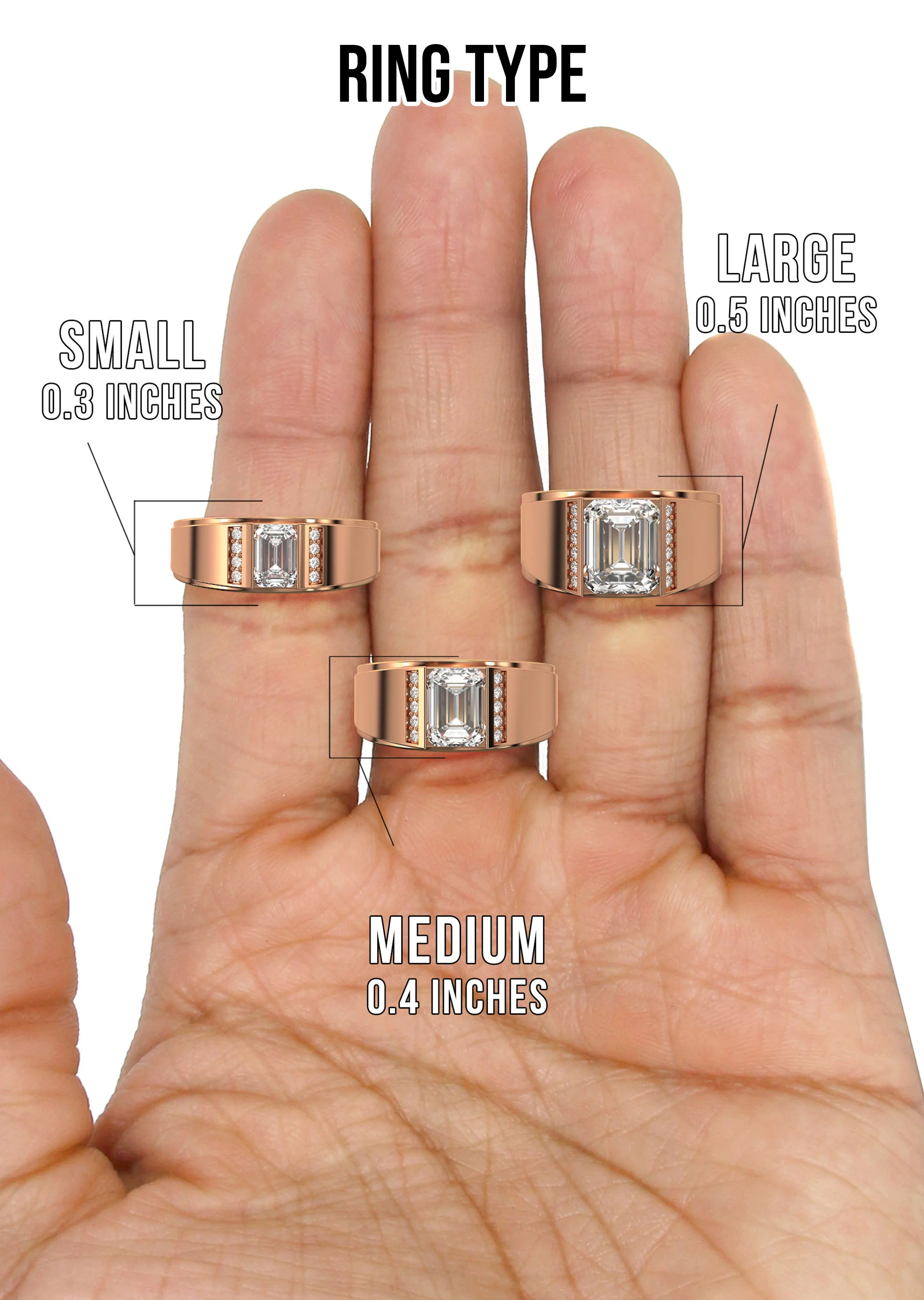 Men's Jewelry - Men's VVS Lab Diamond Emerald Cut Engagement Ring | Rose Gold - Image 5