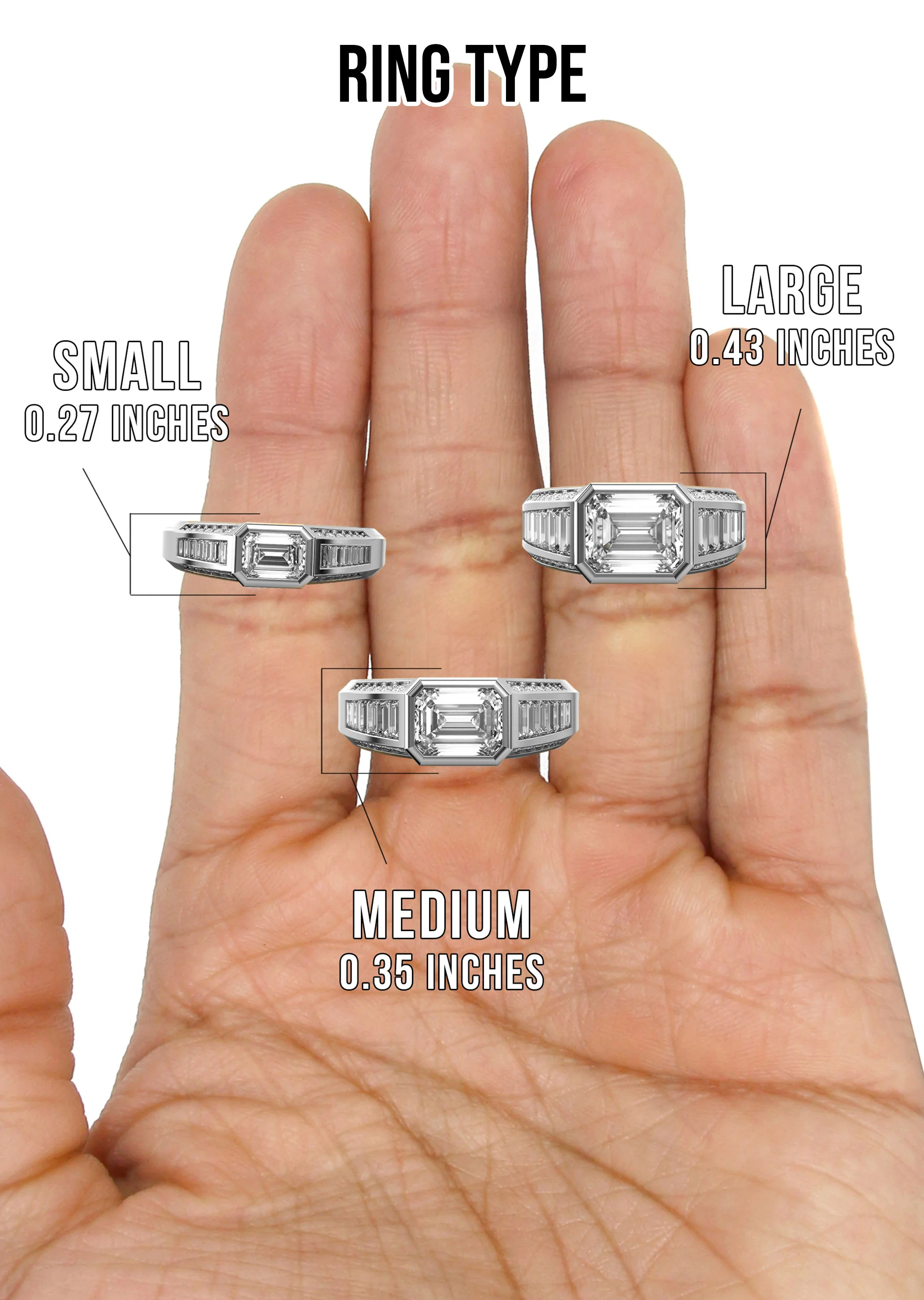 Men's Jewelry - Men's VVS Lab Diamond Emerald Cut Engagement Ring | White Gold - Image 5