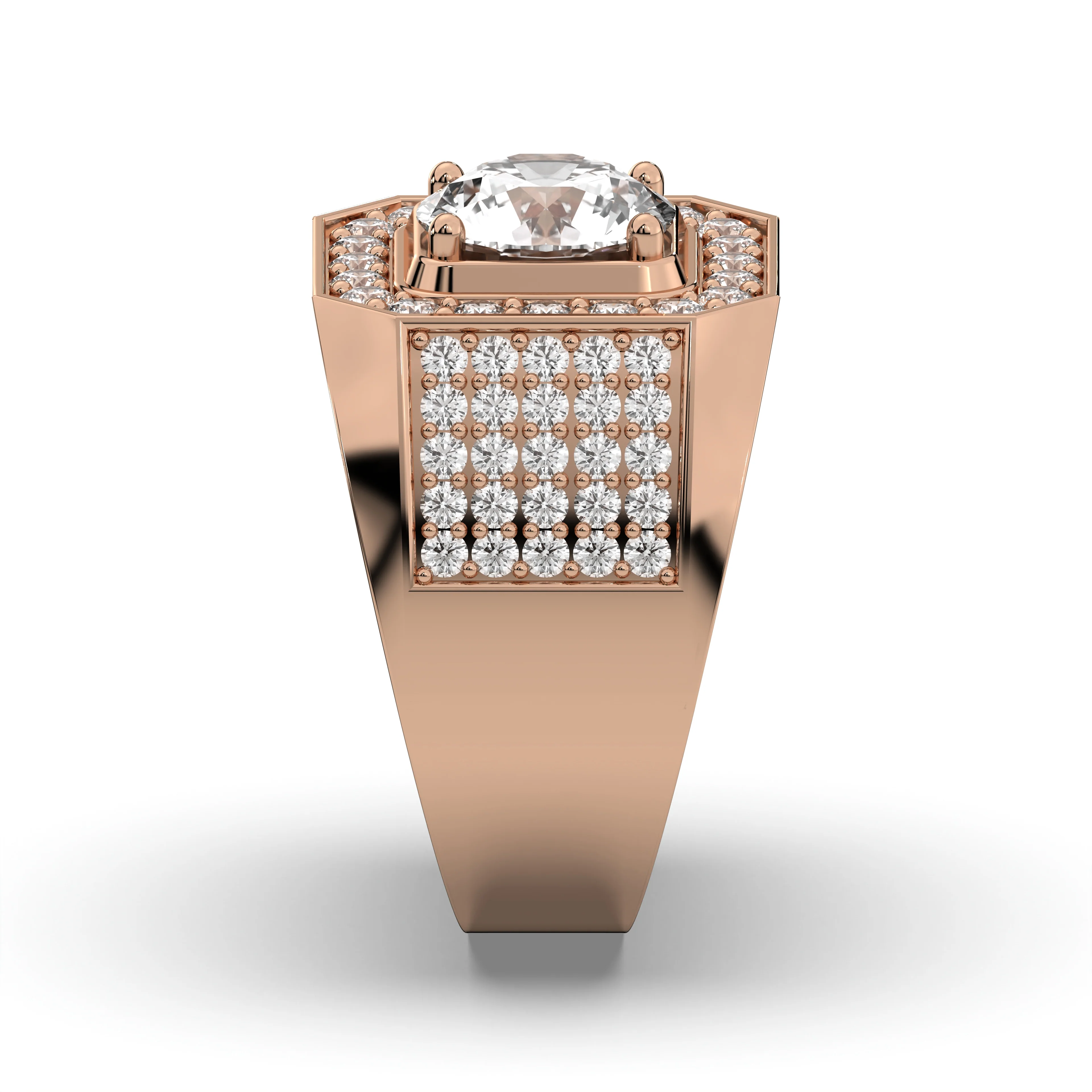 Men's Jewelry - Men's VVS Lab Diamond Ring | Round Brilliant Cut Halo| Rose Gold - Image 3