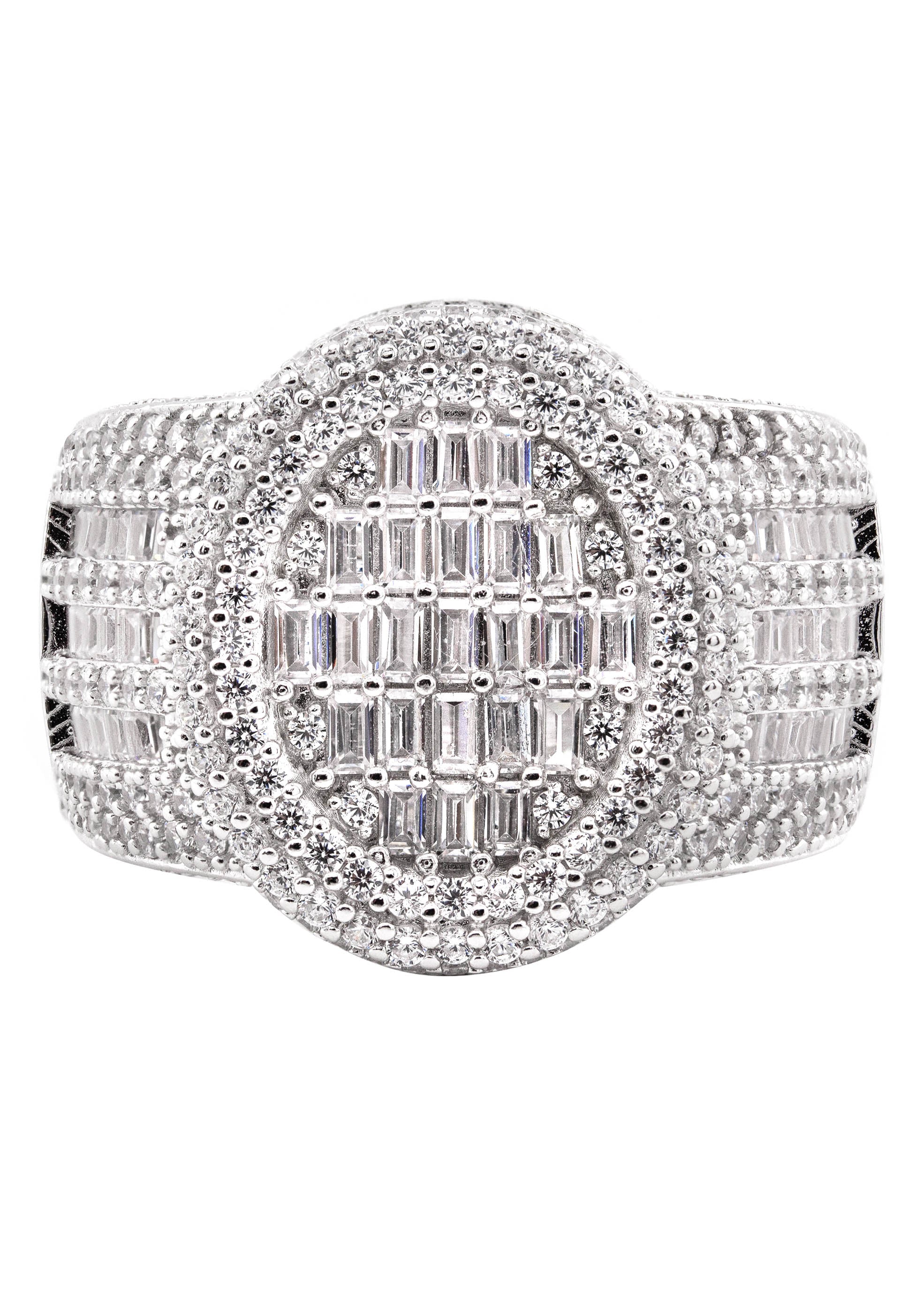 Mens Silver Baguette Ring | Appx 12.7 Grams