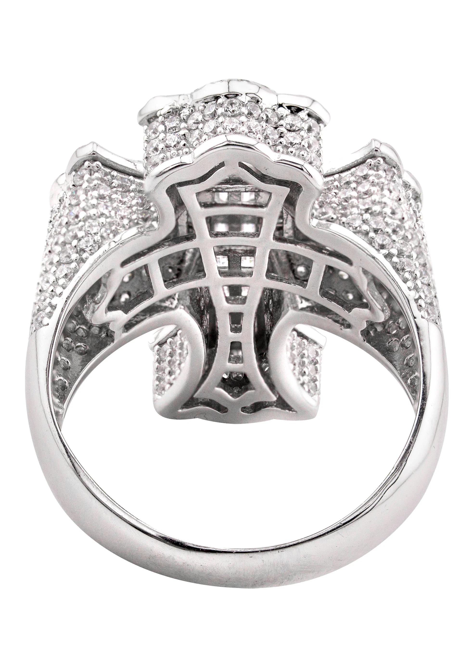 Mens Silver Baguette Cross Ring | Appx 10.8 Grams - Image 3