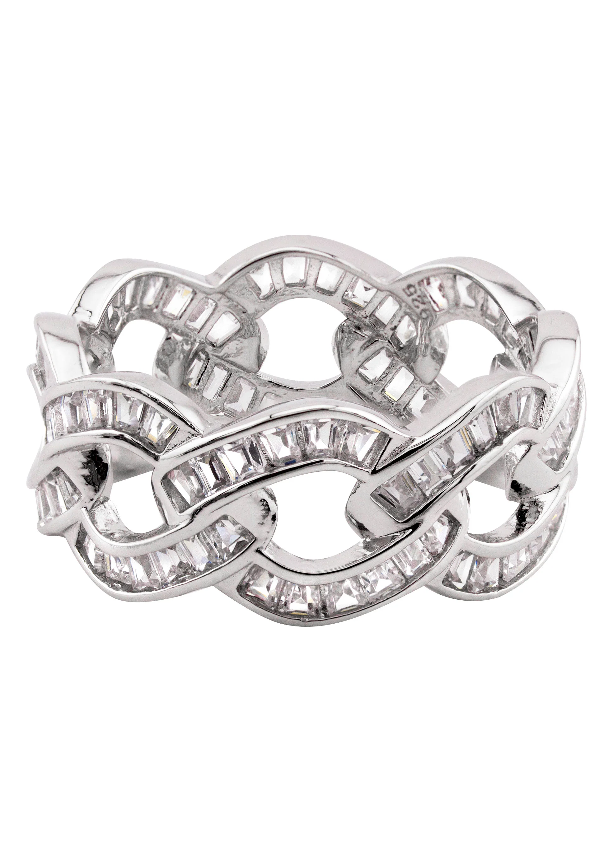 Mens Silver Baguette Cuban Ring | Appx 5.5 Grams