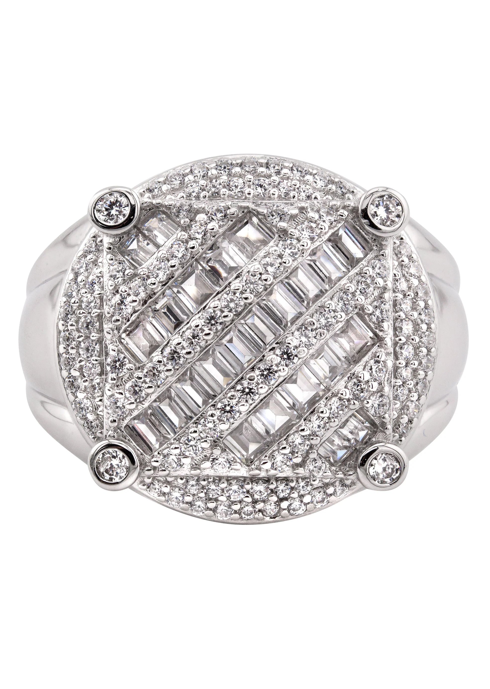 Mens Silver Baguette Pinky Ring | Appx 10.6 Grams