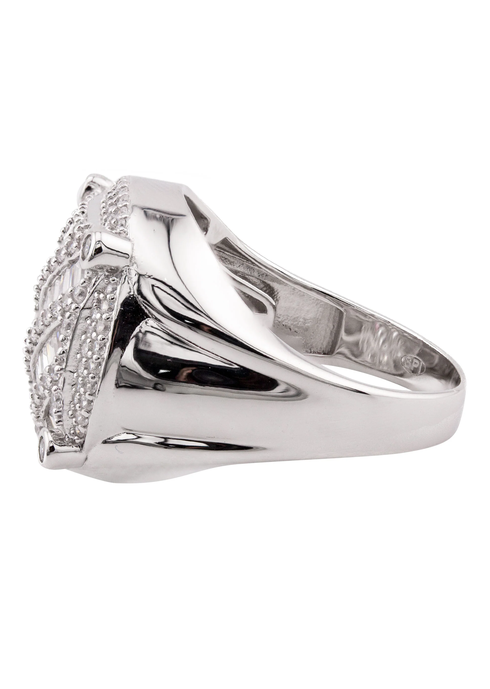 Mens Silver Baguette Pinky Ring | Appx 10.6 Grams - Image 2