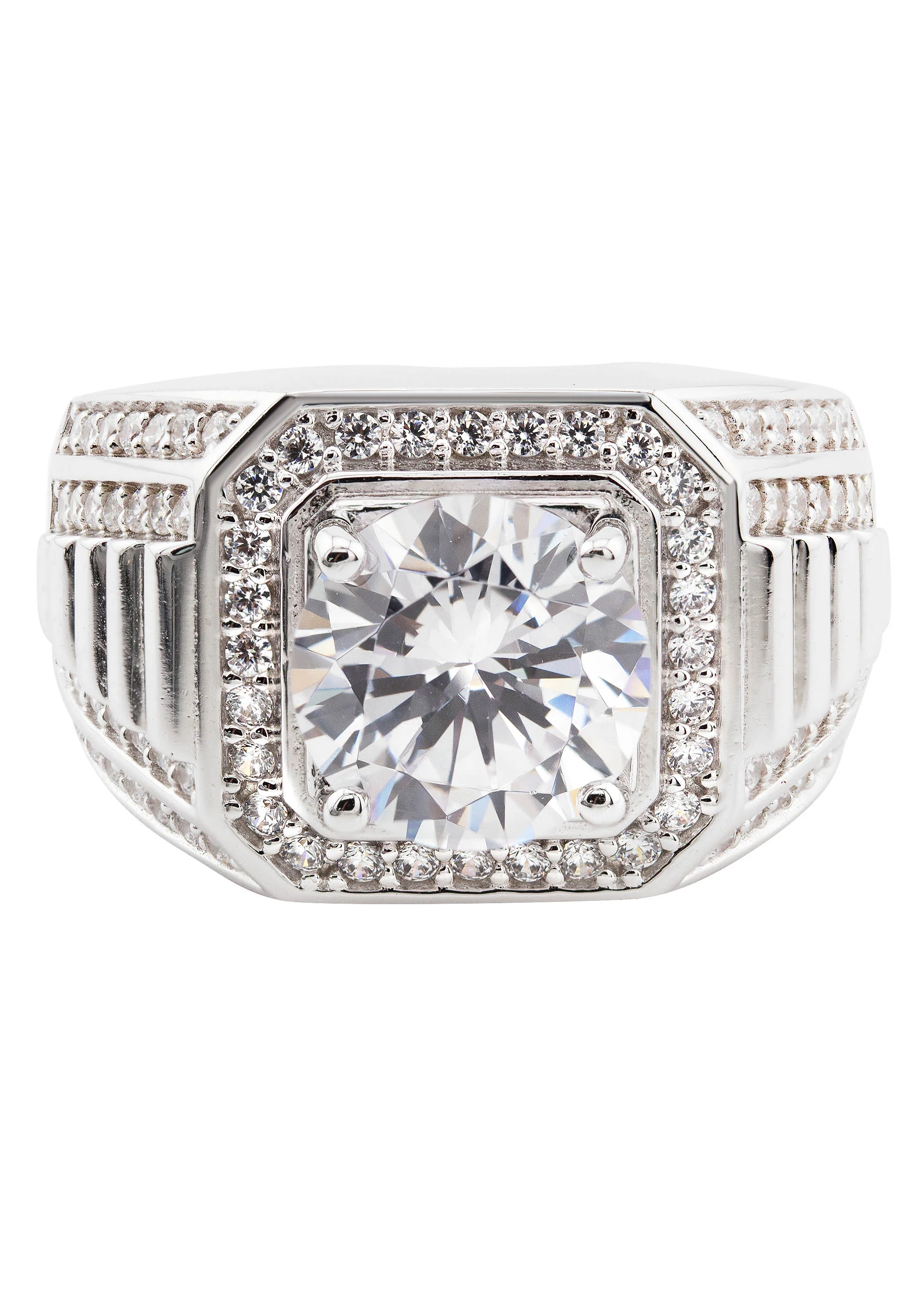 Mens Silver CZ Pinky Ring | Appx 10 Grams