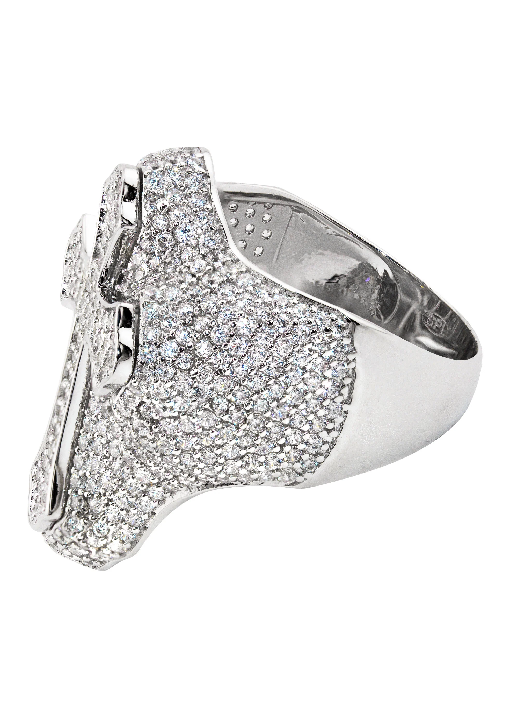 Mens Silver CZ Cross Ring | Appx 10 Grams - Image 2