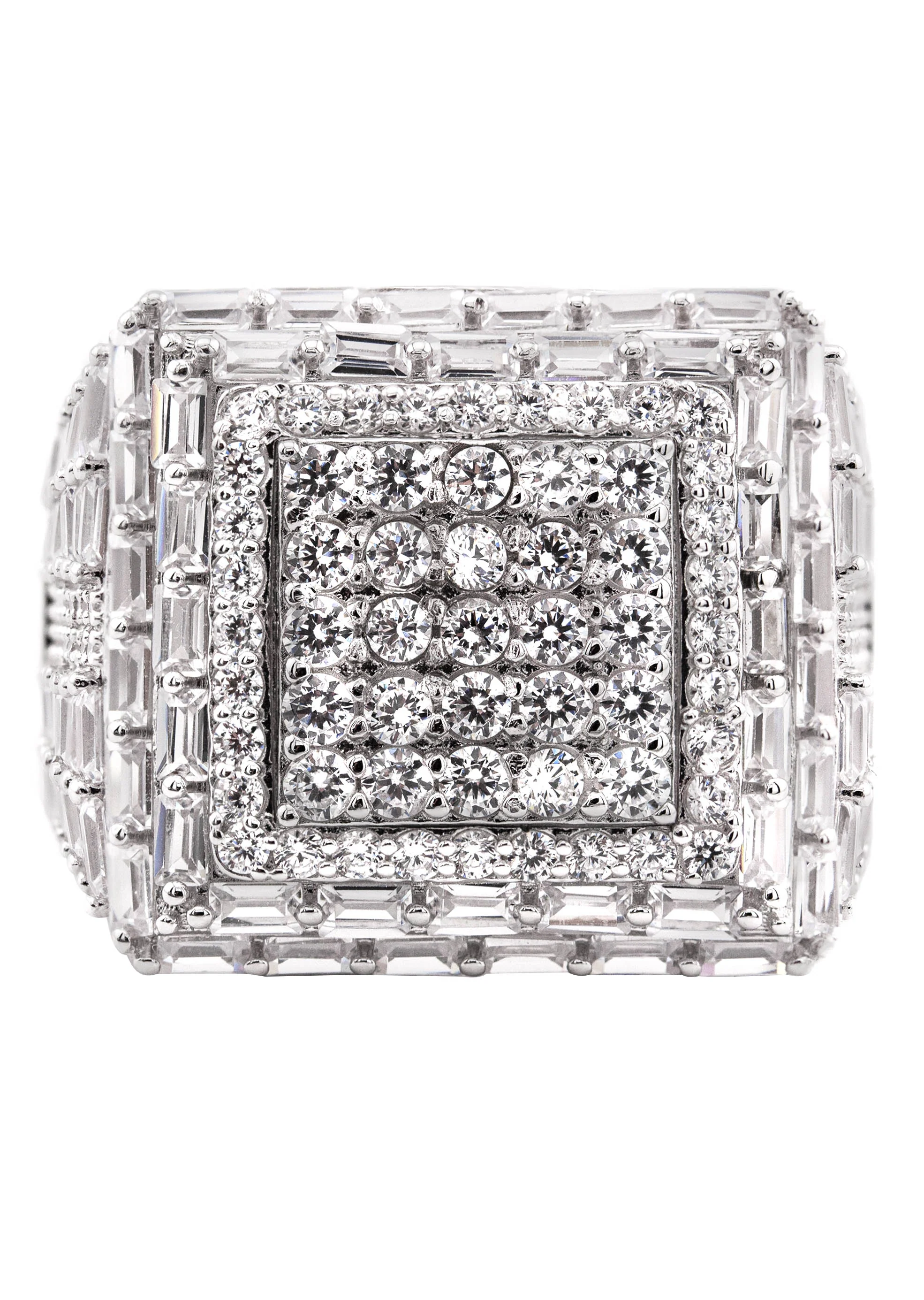 Mens Silver Baguette Ring | Appx 12.2 Grams