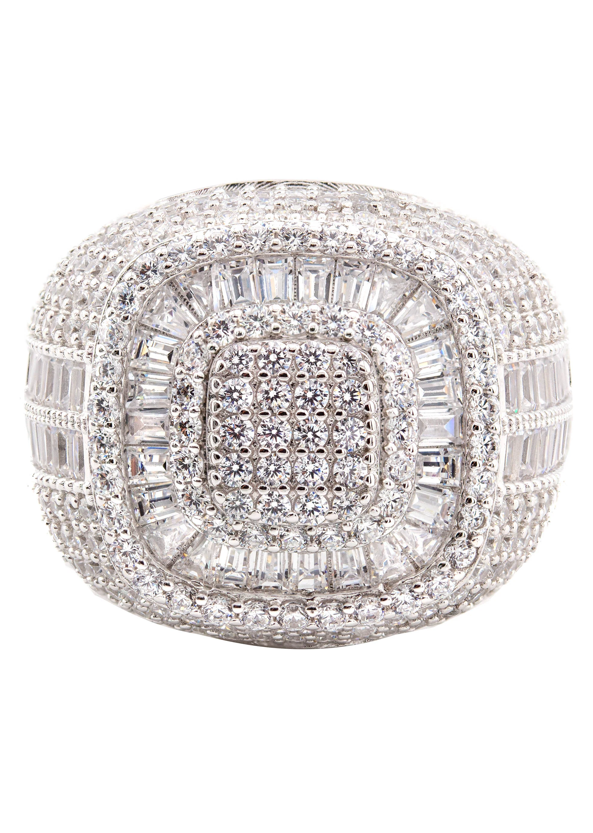 Mens Silver Baguette Ring | Appx 12.6 Grams