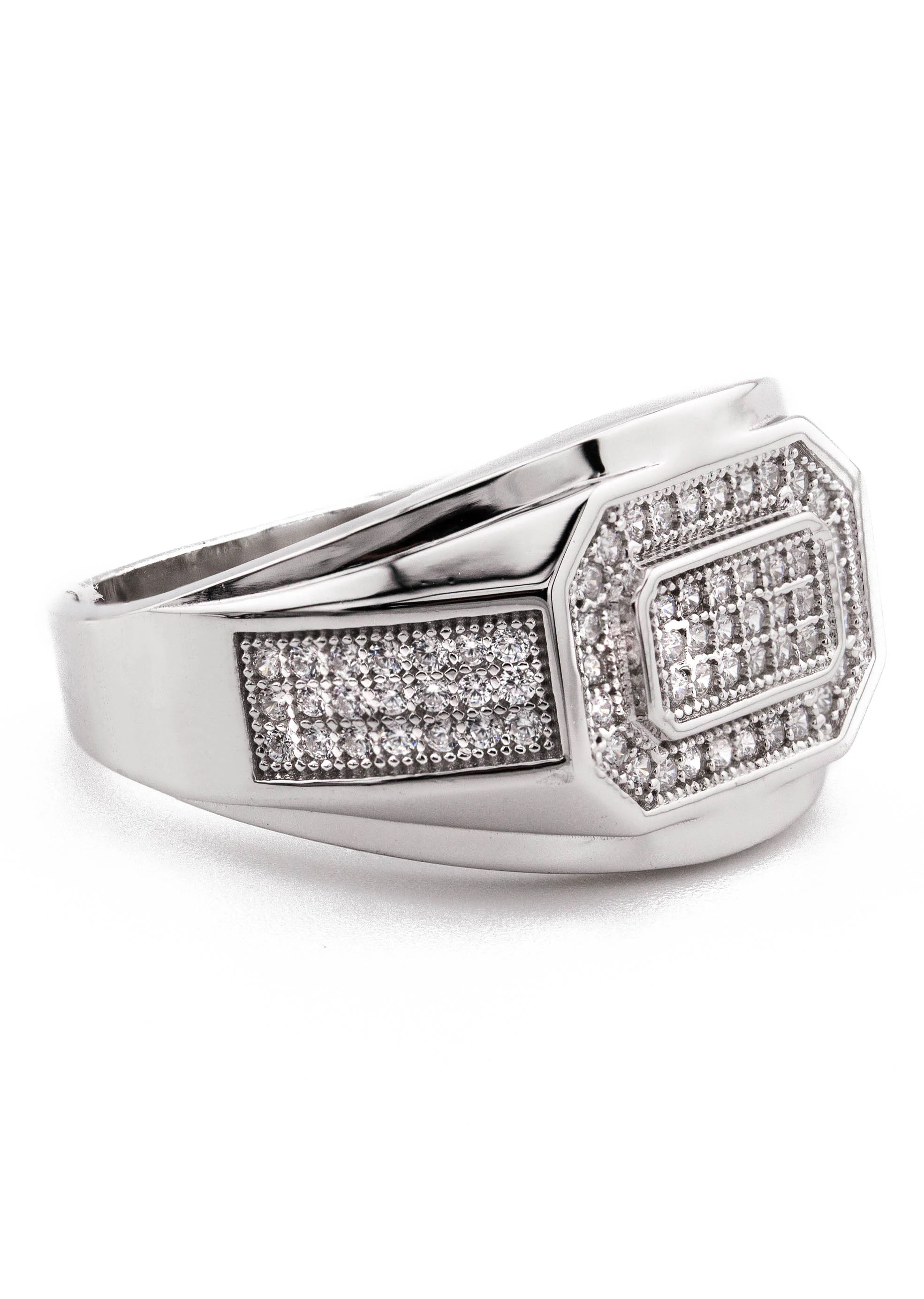 Mens Silver CZ Signet Ring | Appx 6.4 Grams - Image 2