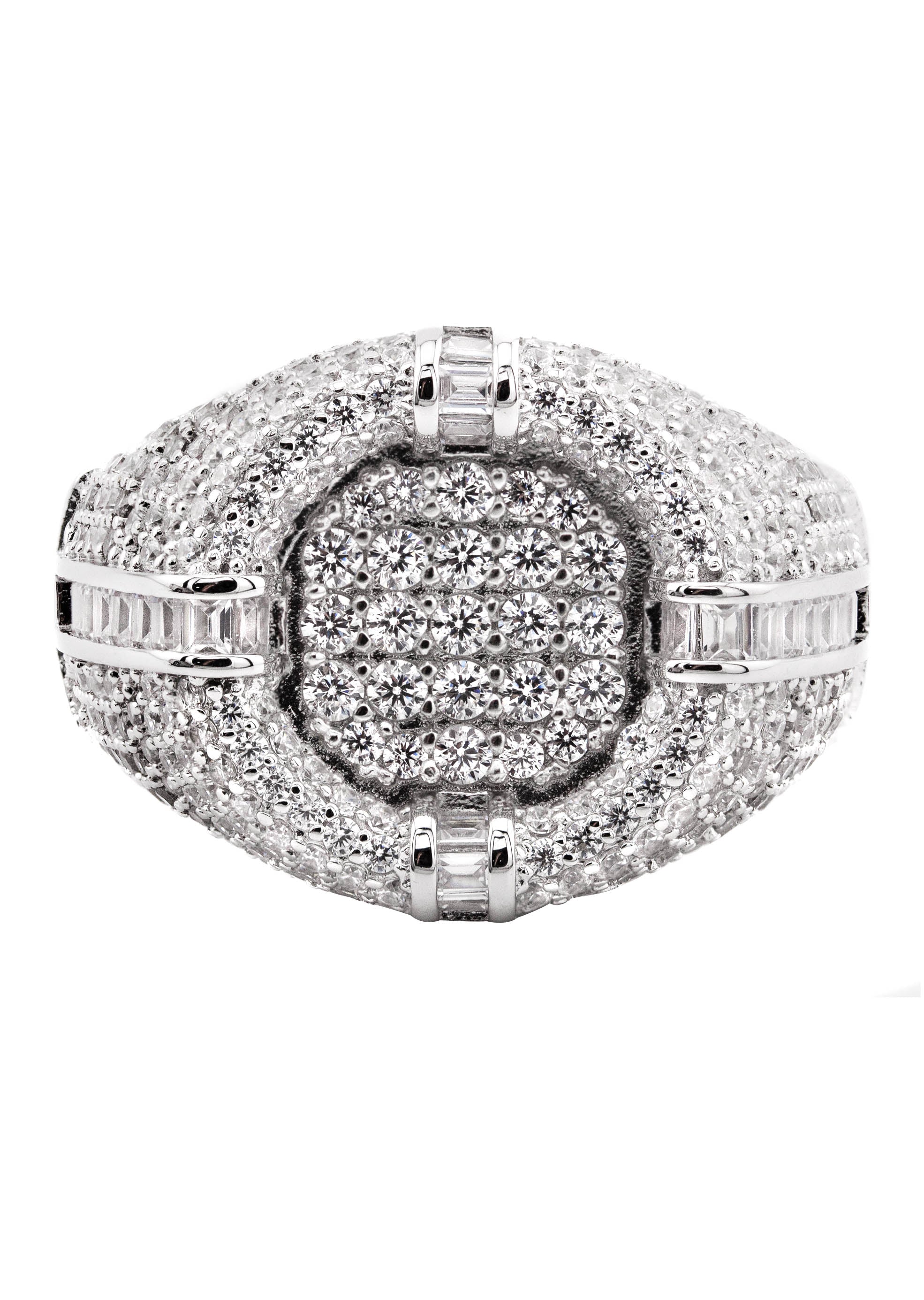Mens Silver CZ Signet Ring | Appx 8.3 Grams