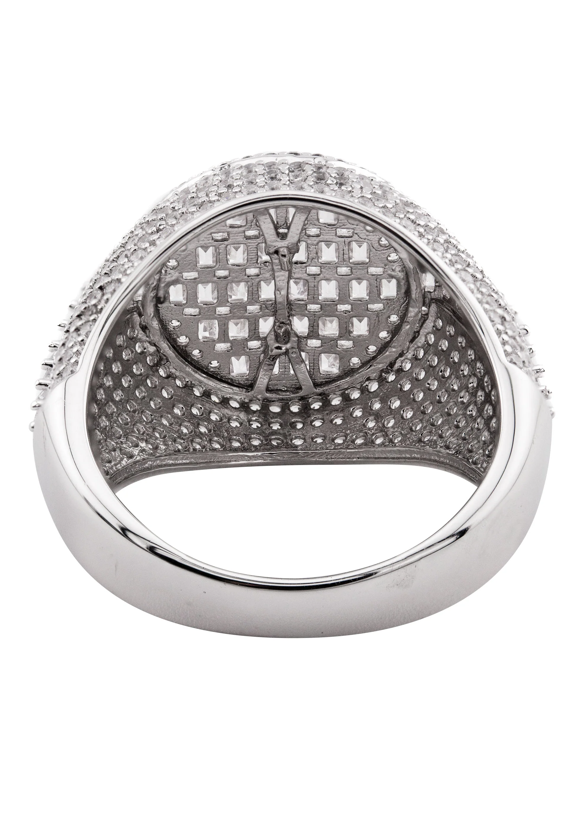 Mens Silver Baguette & Round Signet Ring | Appx 8.5 Grams - Image 3