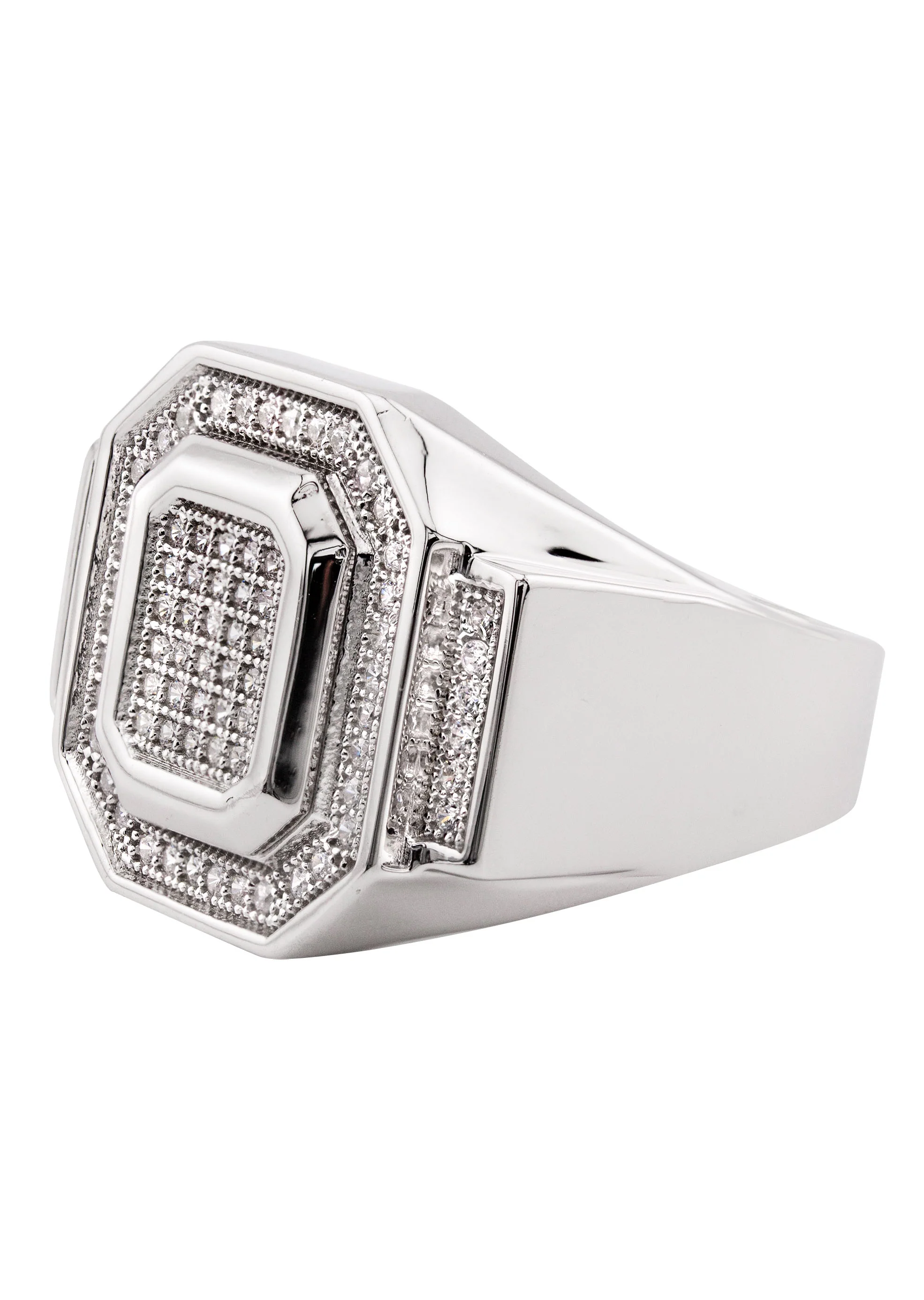 Mens Silver CZ Signet Ring | Appx 8.6 Grams - Image 2