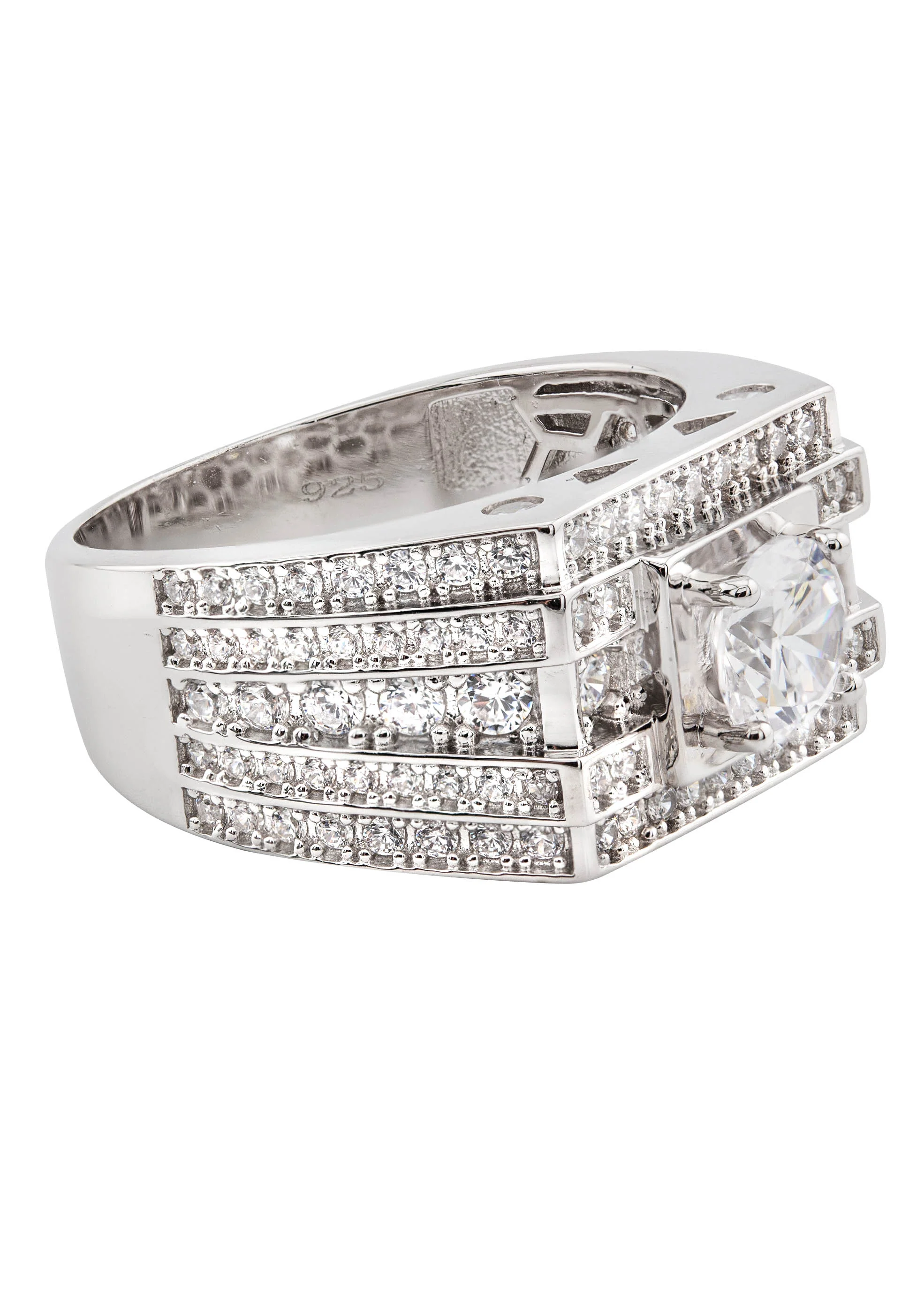 Mens Silver CZ Signet Ring | Appx 9 Grams - Image 2