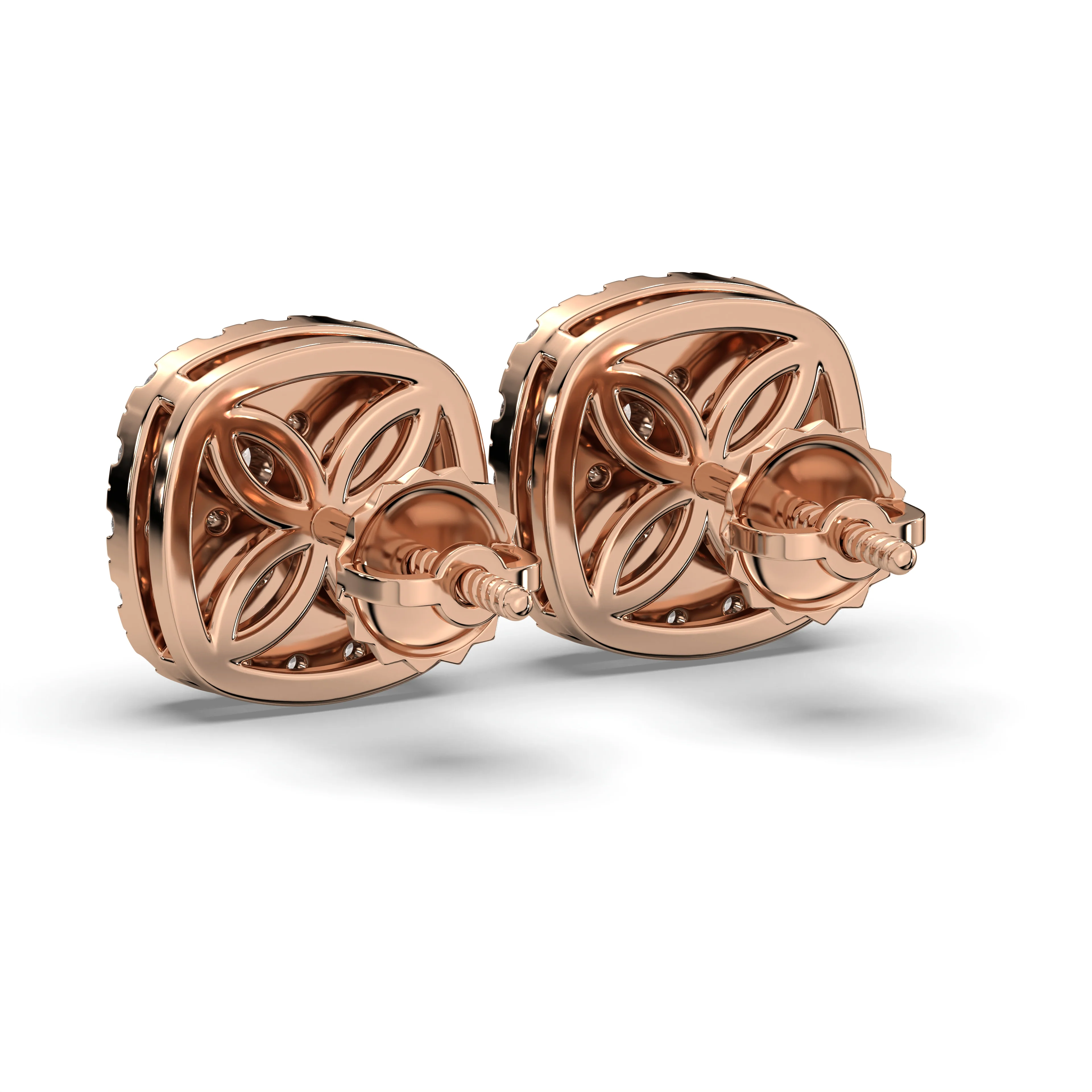 Men's Jewelry - VVS Lab Diamond Cluster Stud Earrings For Men | 14K Rose Gold - Image 4
