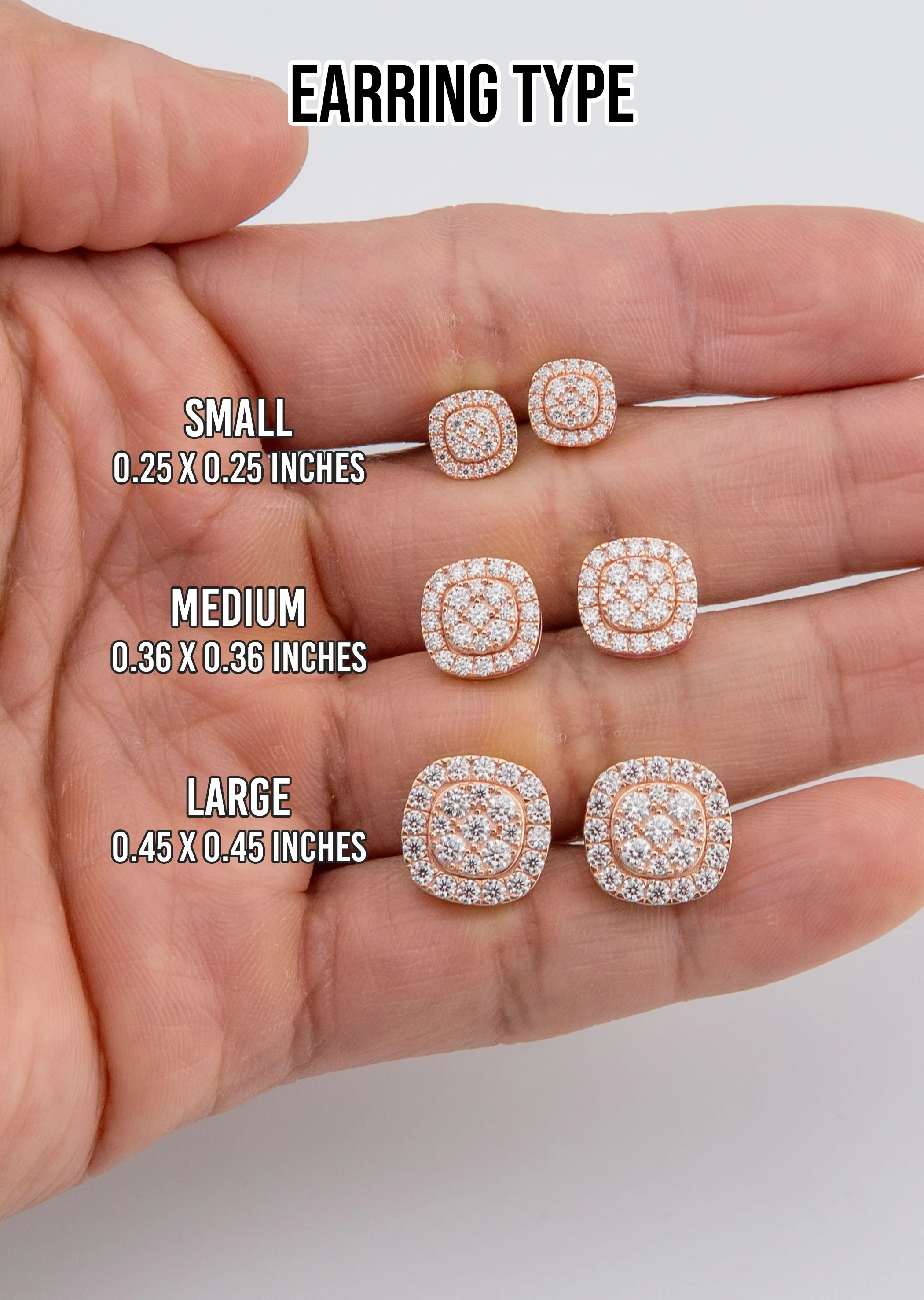 Men's Jewelry - VVS Lab Diamond Cluster Stud Earrings For Men | 14K Rose Gold - Image 5