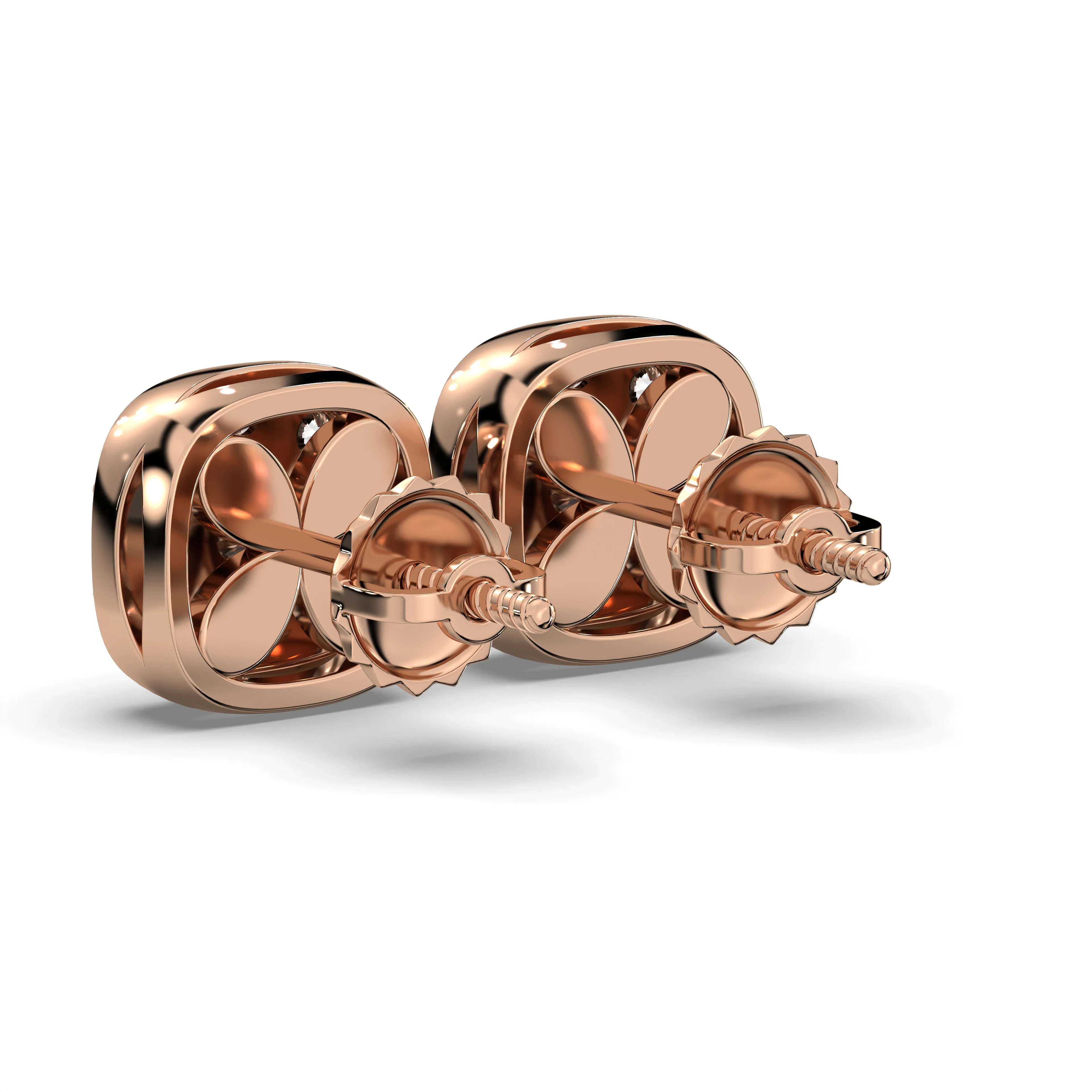 Men's Jewelry - VVS Lab Diamond Cluster Stud Earrings For Men | 14K Rose Gold - Image 4