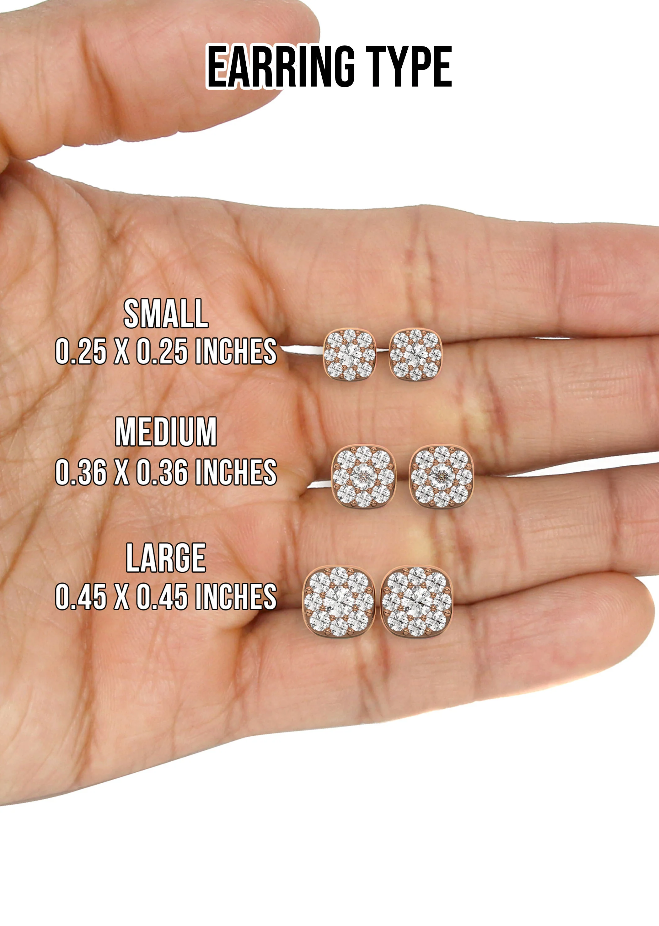 Men's Jewelry - VVS Lab Diamond Cluster Stud Earrings For Men | 14K Rose Gold - Image 5