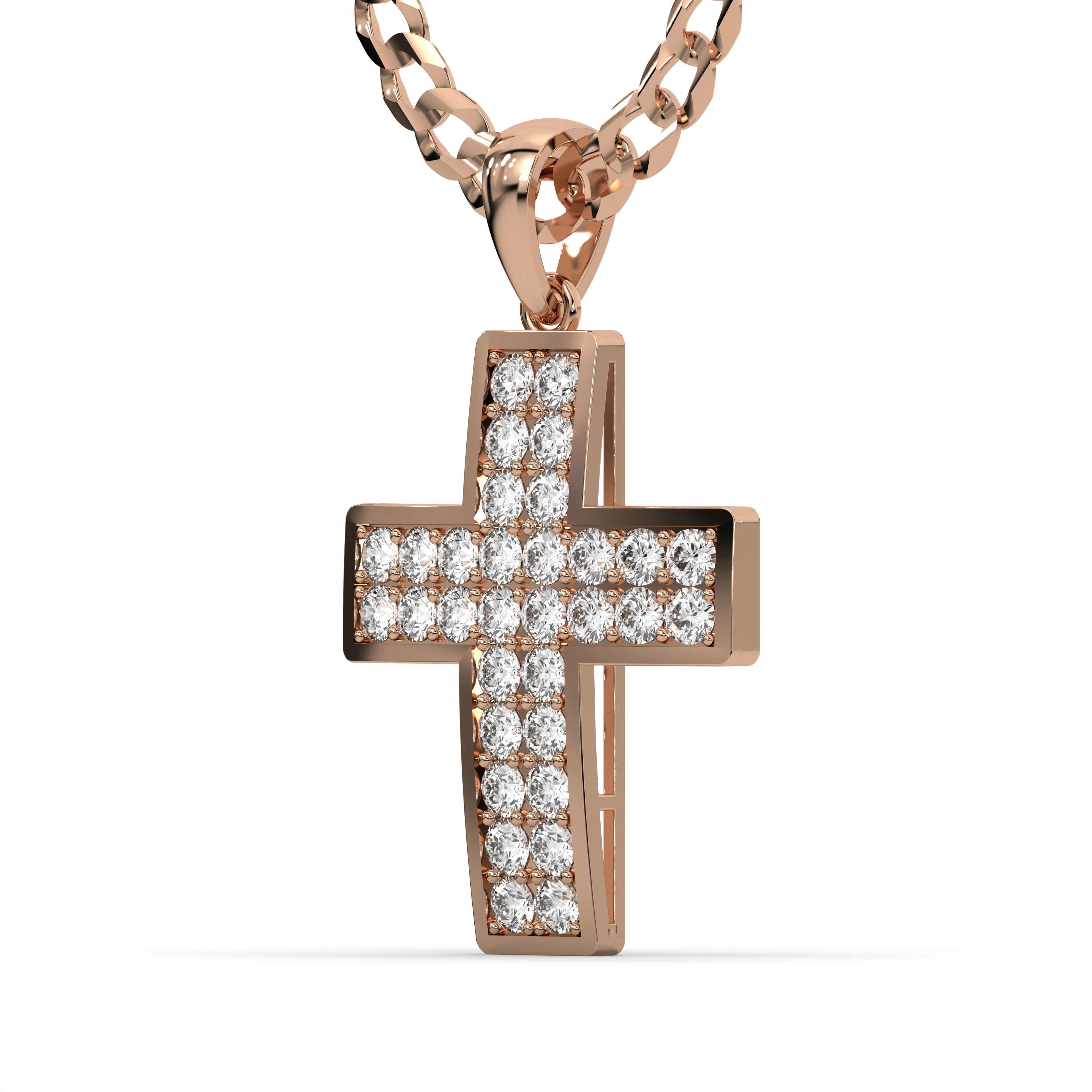 Men's VVS Lab Diamond Customizable Rose Gold Cross Necklace Pendant - Image 2