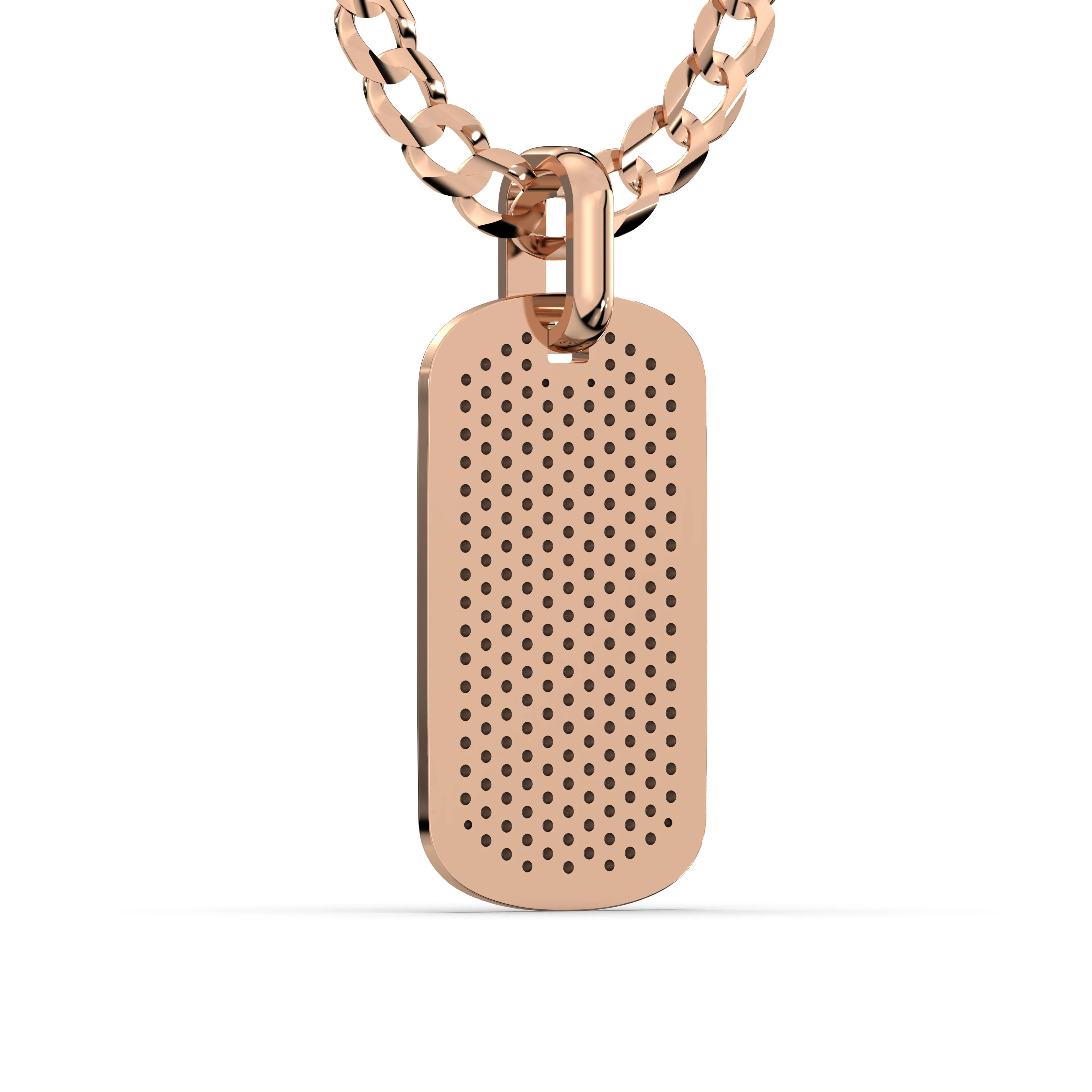 Men's VVS Lab Diamond Customizable Rose Gold Dog Tag Necklace Pendant - Image 4