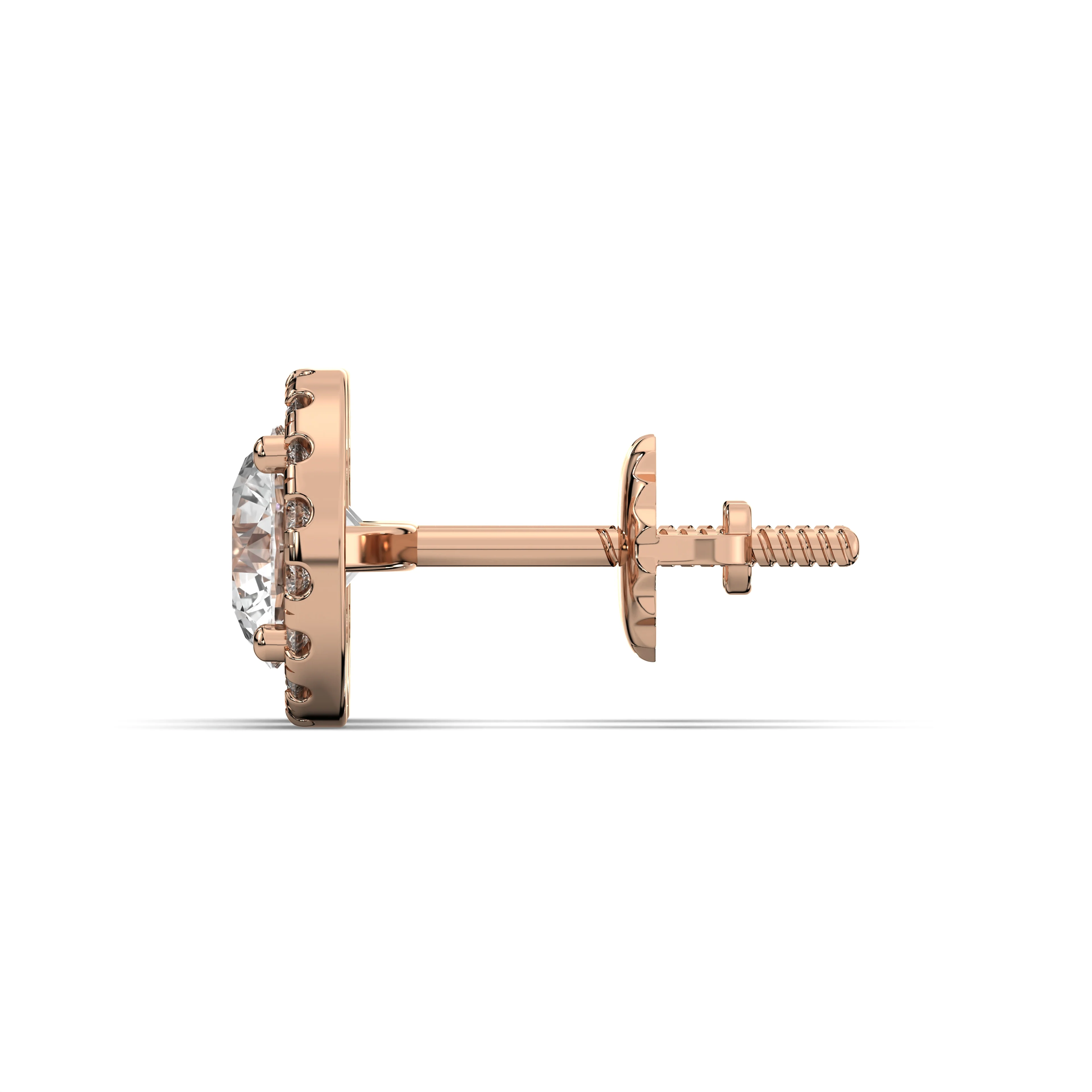 Men's Jewelry - VVS Lab Diamond Halo Stud Earrings For Men | 14K Rose Gold - Image 3
