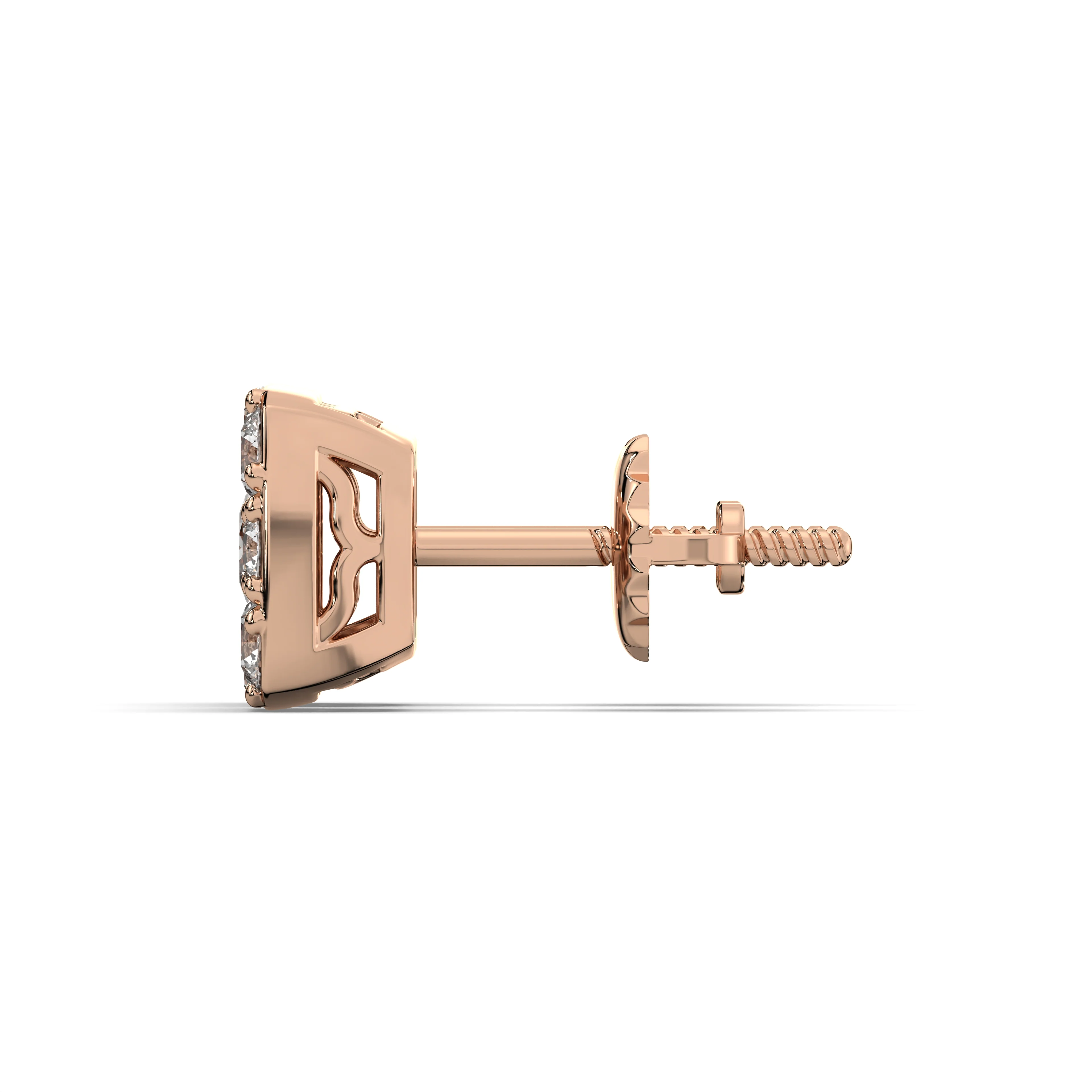 Men's Jewelry - VVS Lab Diamond Cluster Stud Earrings For Men | 14K Rose Gold - Image 3