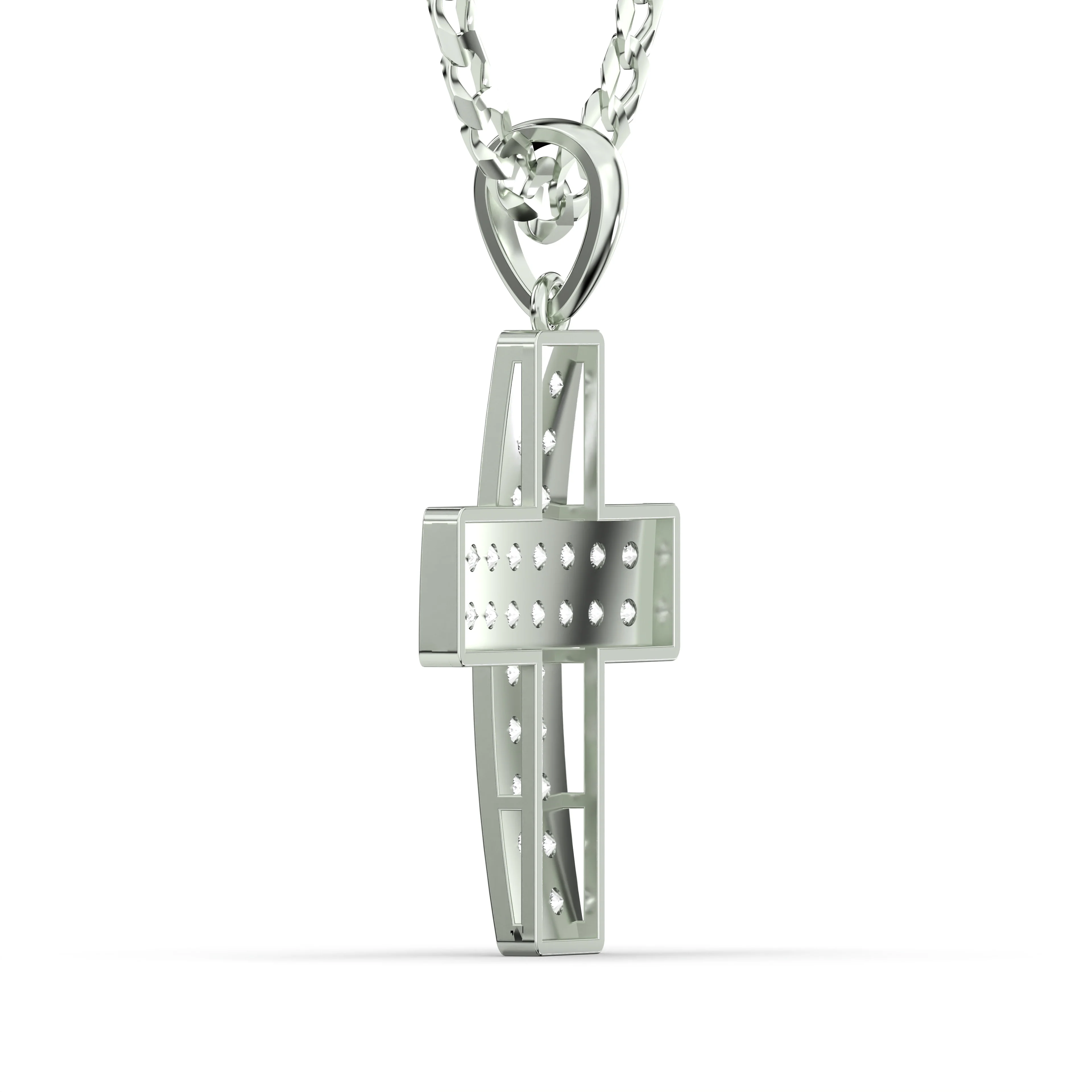 Men's VVS Lab Diamond Customizable White Gold Cross Necklace Pendant - Image 4