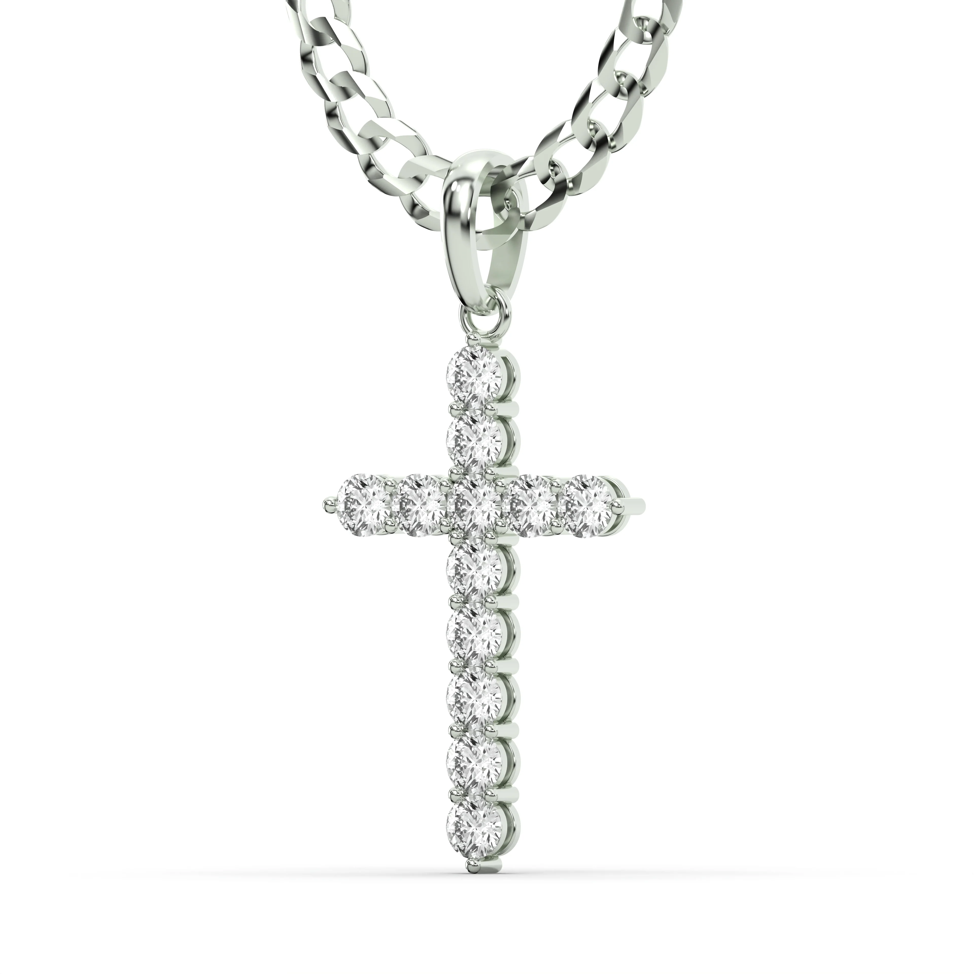 Men's VVS Lab Diamond Customizable White Gold Cross Necklace Pendant - Image 3