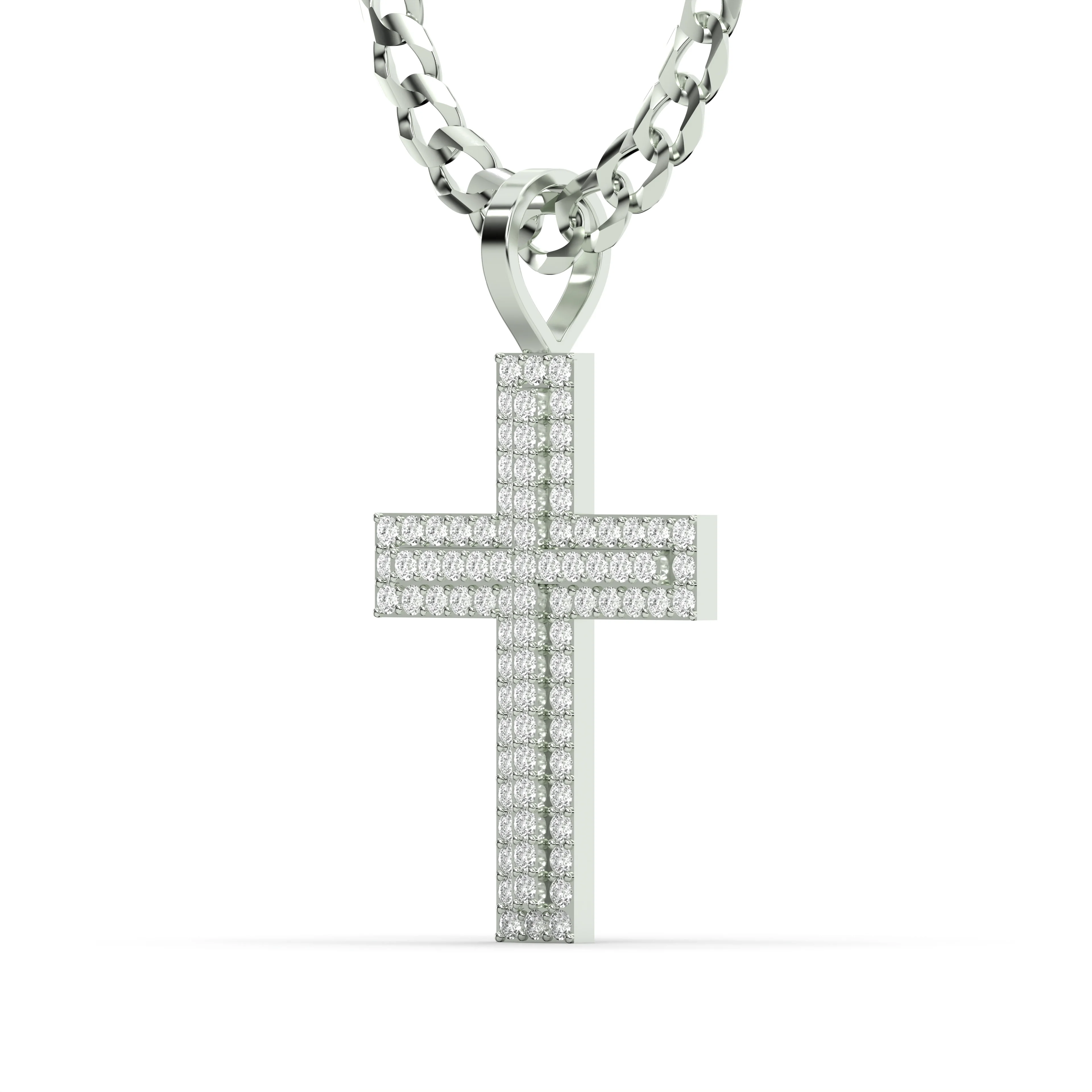Men's VVS Lab Diamond Customizable White Gold Cross Necklace Pendant - Image 3