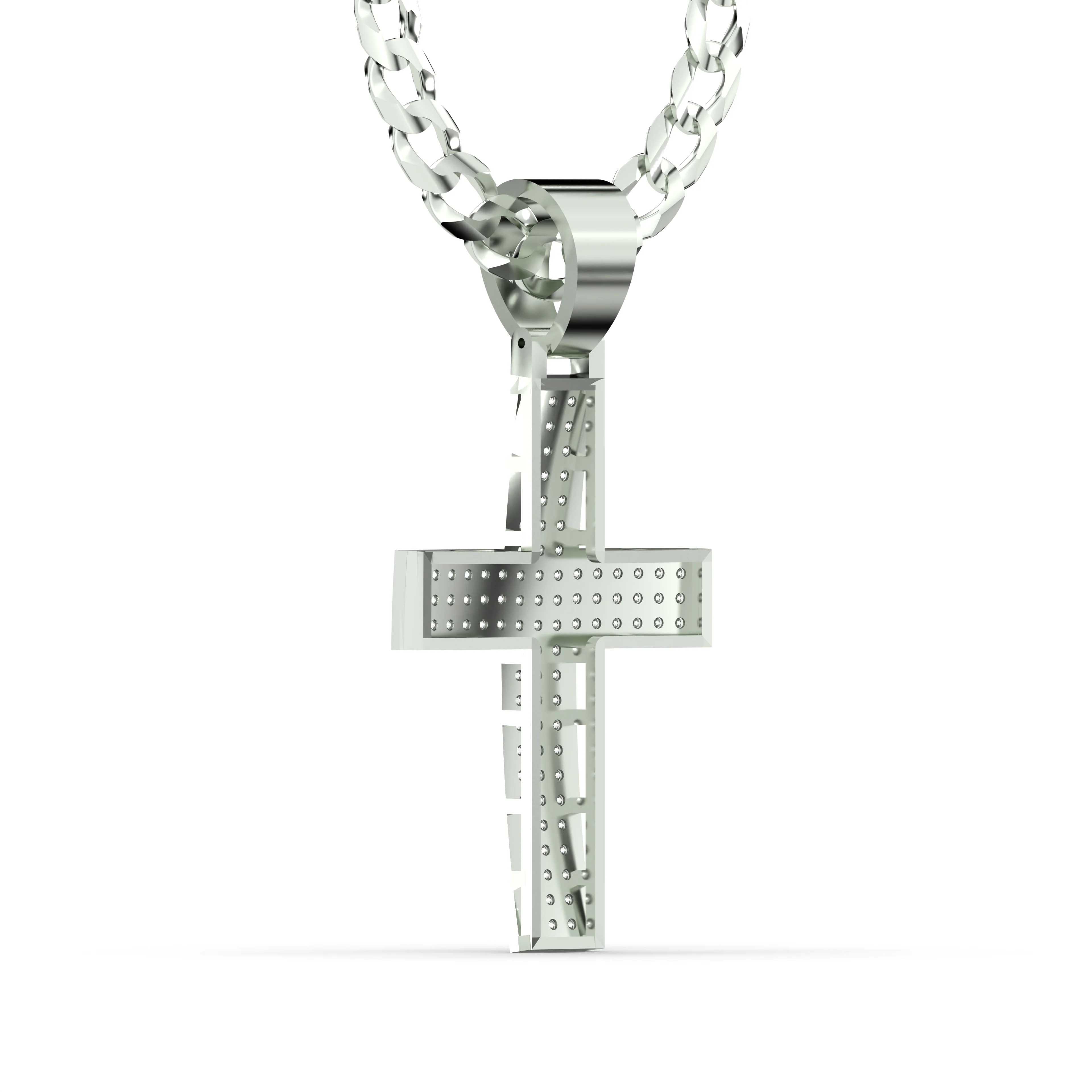 Men's VVS Lab Diamond Customizable White Gold Cross Necklace Pendant - Image 4