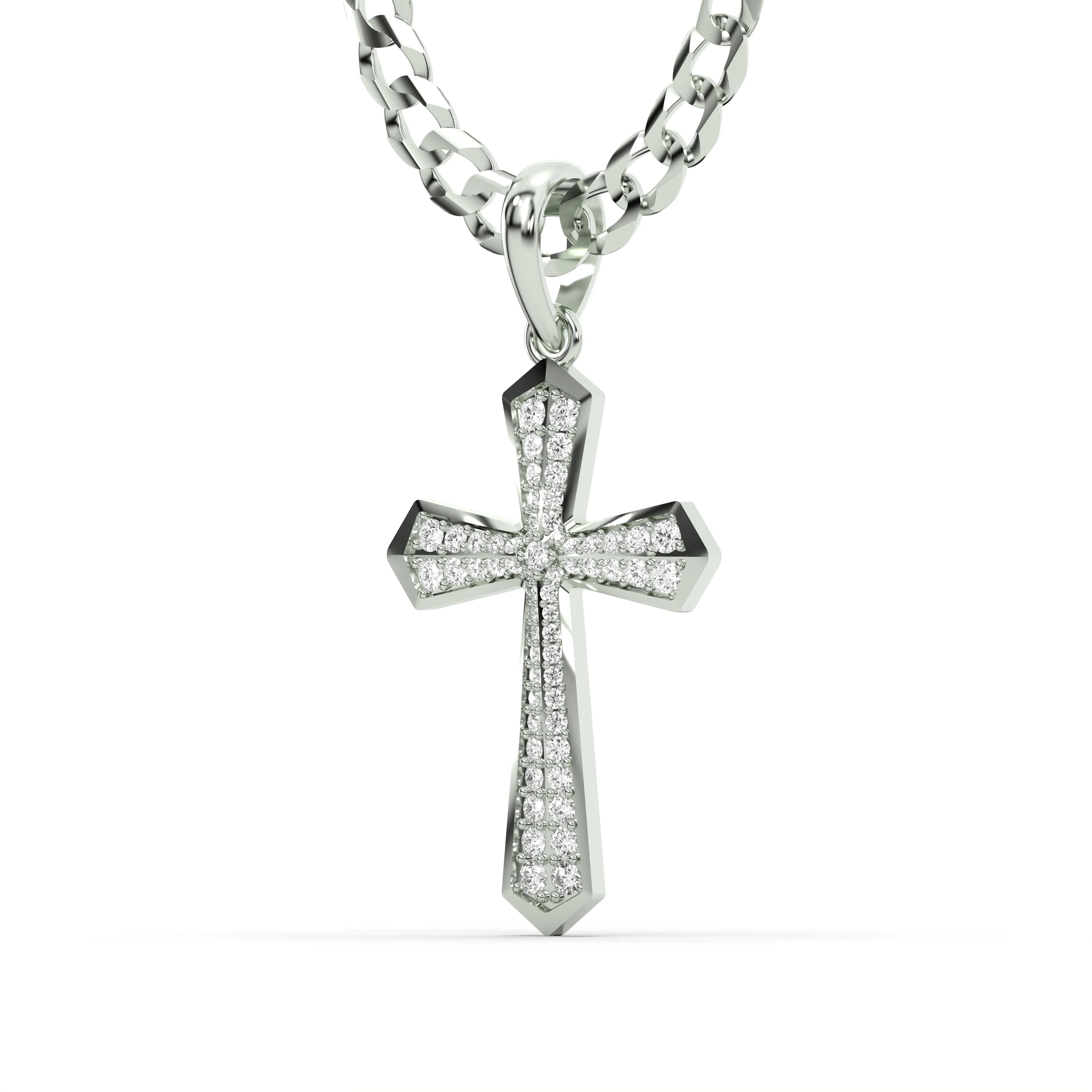 Men's VVS Lab Diamond Customizable White Gold Cross Necklace Pendant - Image 2