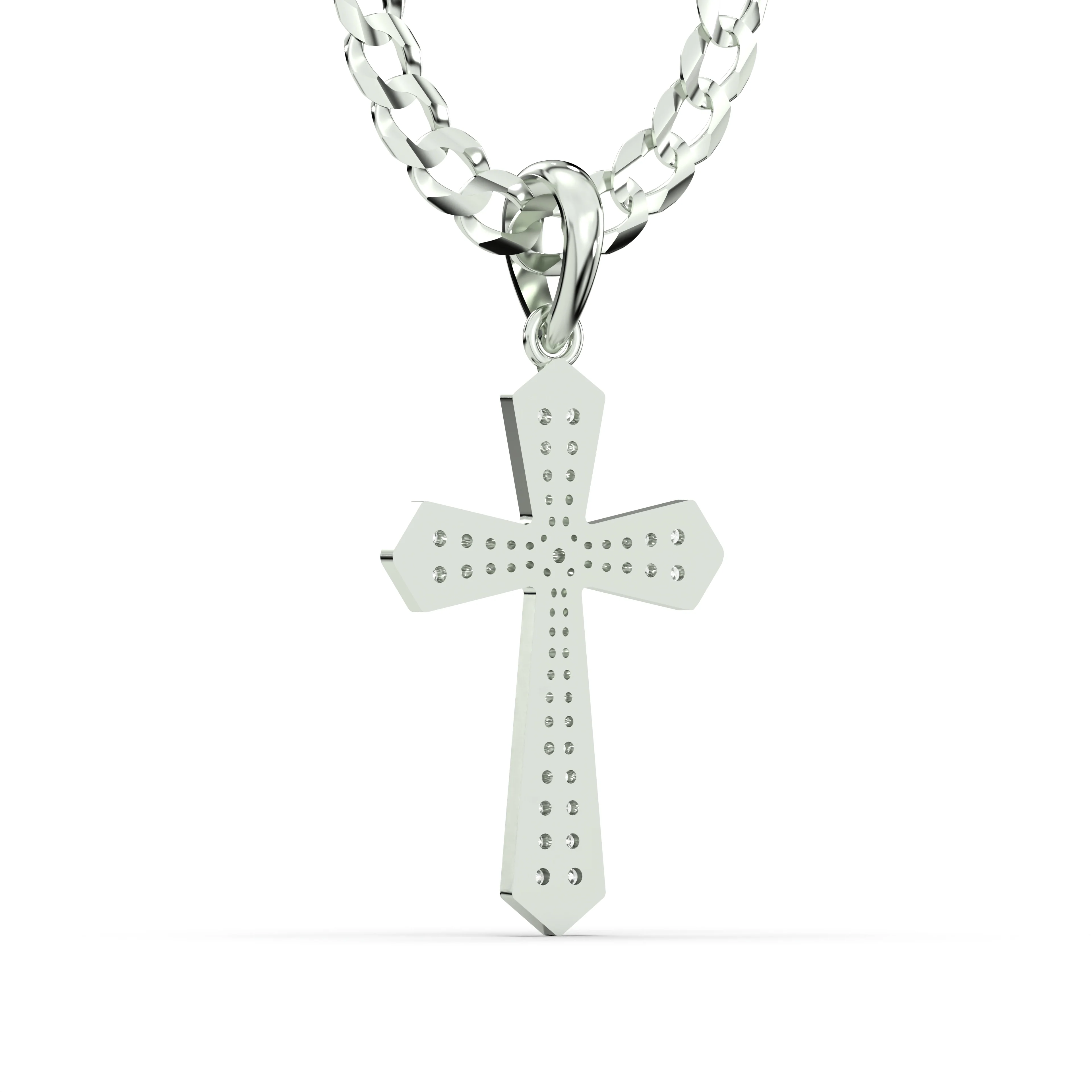 Men's VVS Lab Diamond Customizable White Gold Cross Necklace Pendant - Image 4
