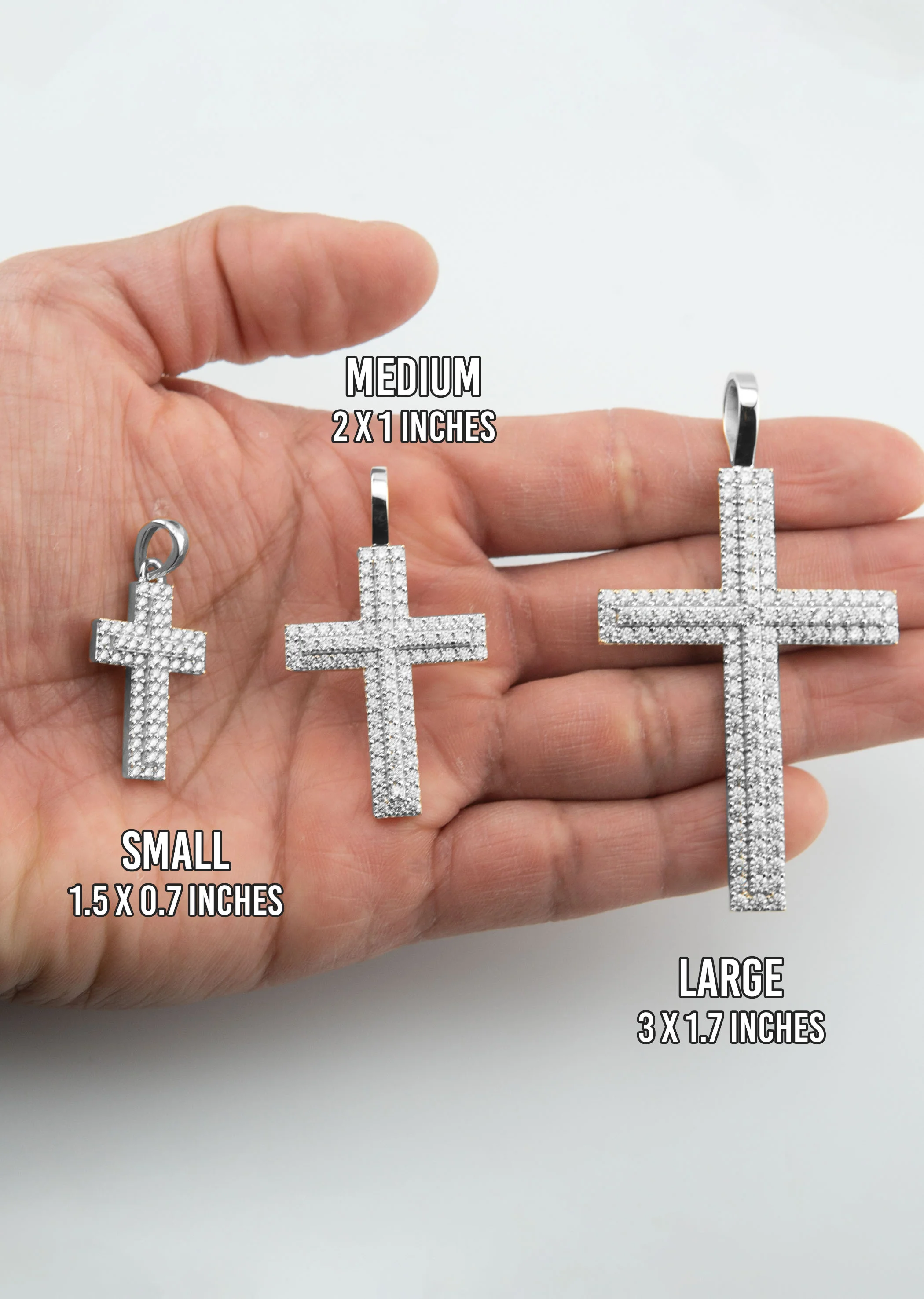 Men's VVS Lab Diamond Customizable White Gold Cross Necklace Pendant - Image 5