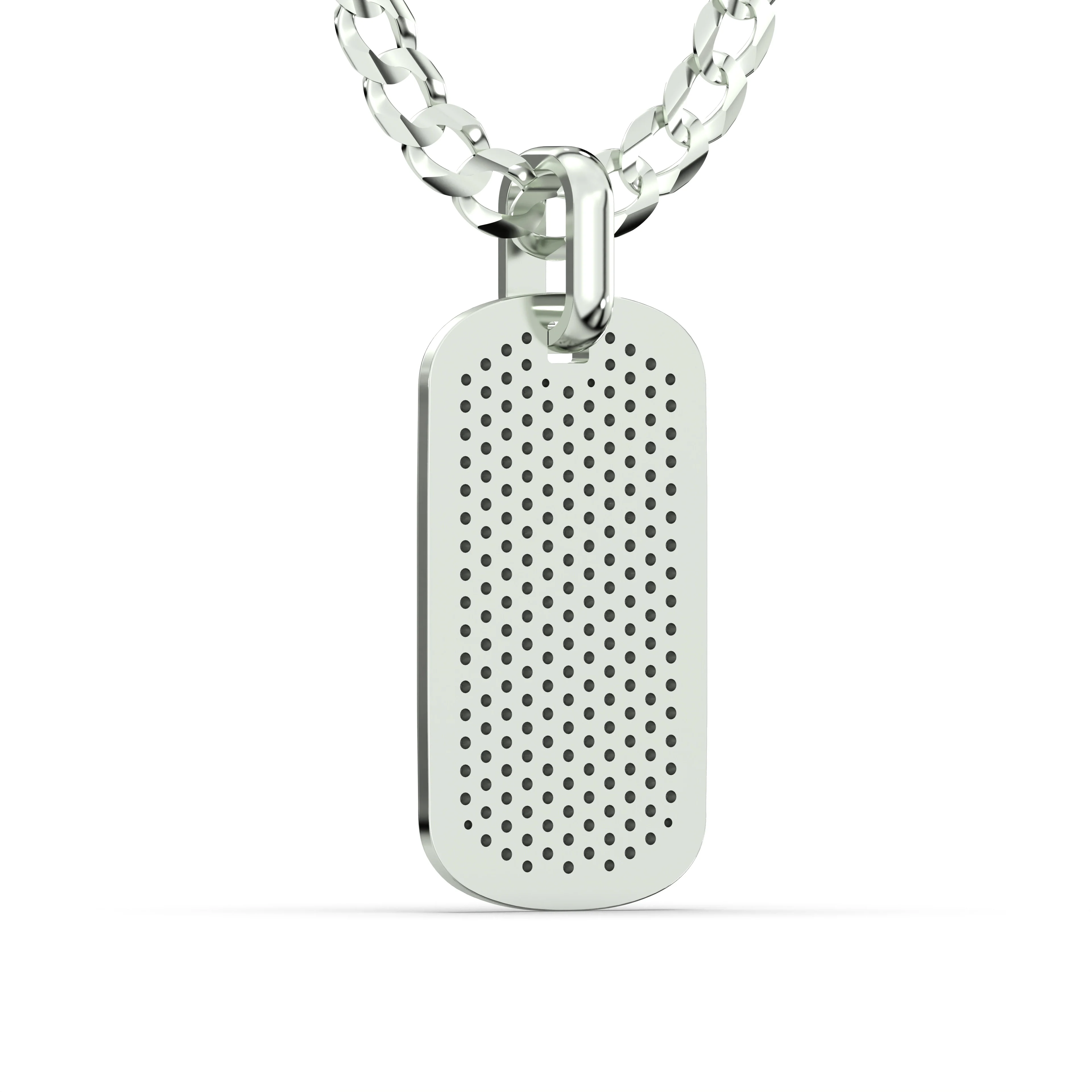 Men's VVS Lab Diamond Customizable White Gold Dog Tag Necklace Pendant - Image 4