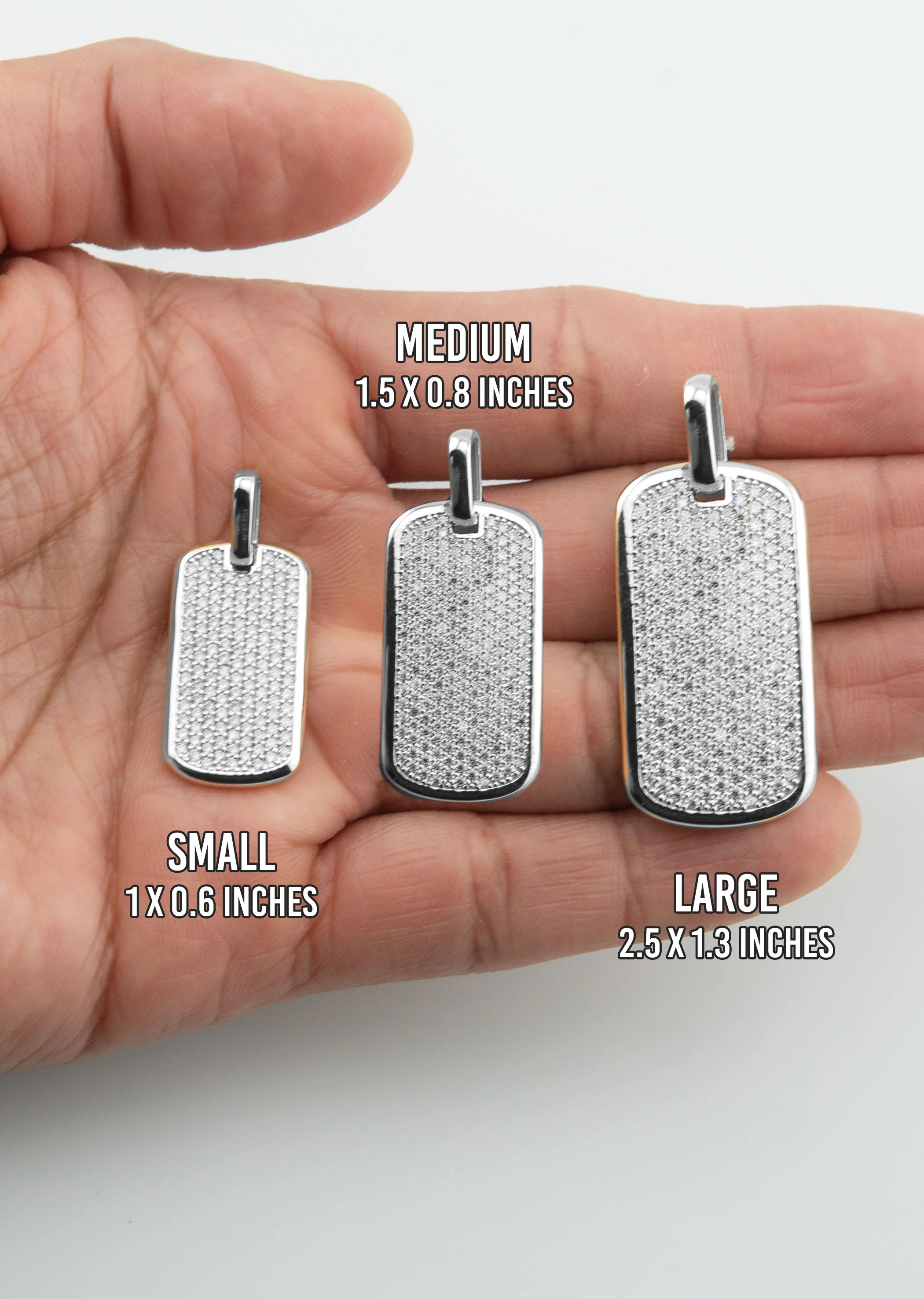 Men's VVS Lab Diamond Customizable White Gold Dog Tag Necklace Pendant - Image 5