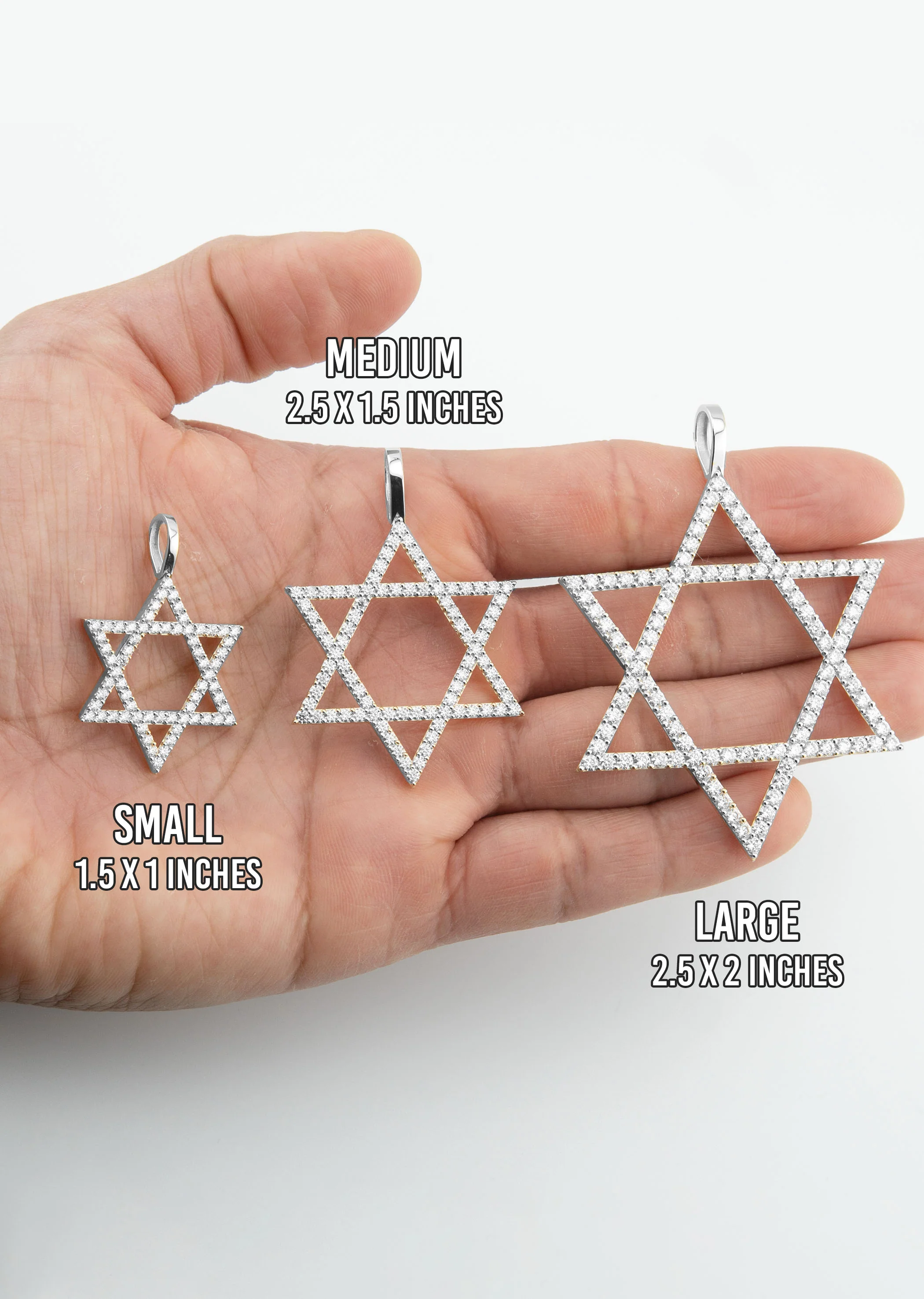 Men's VVS Lab Diamond Customizable White Gold Star of David Necklace Pendant - Image 5