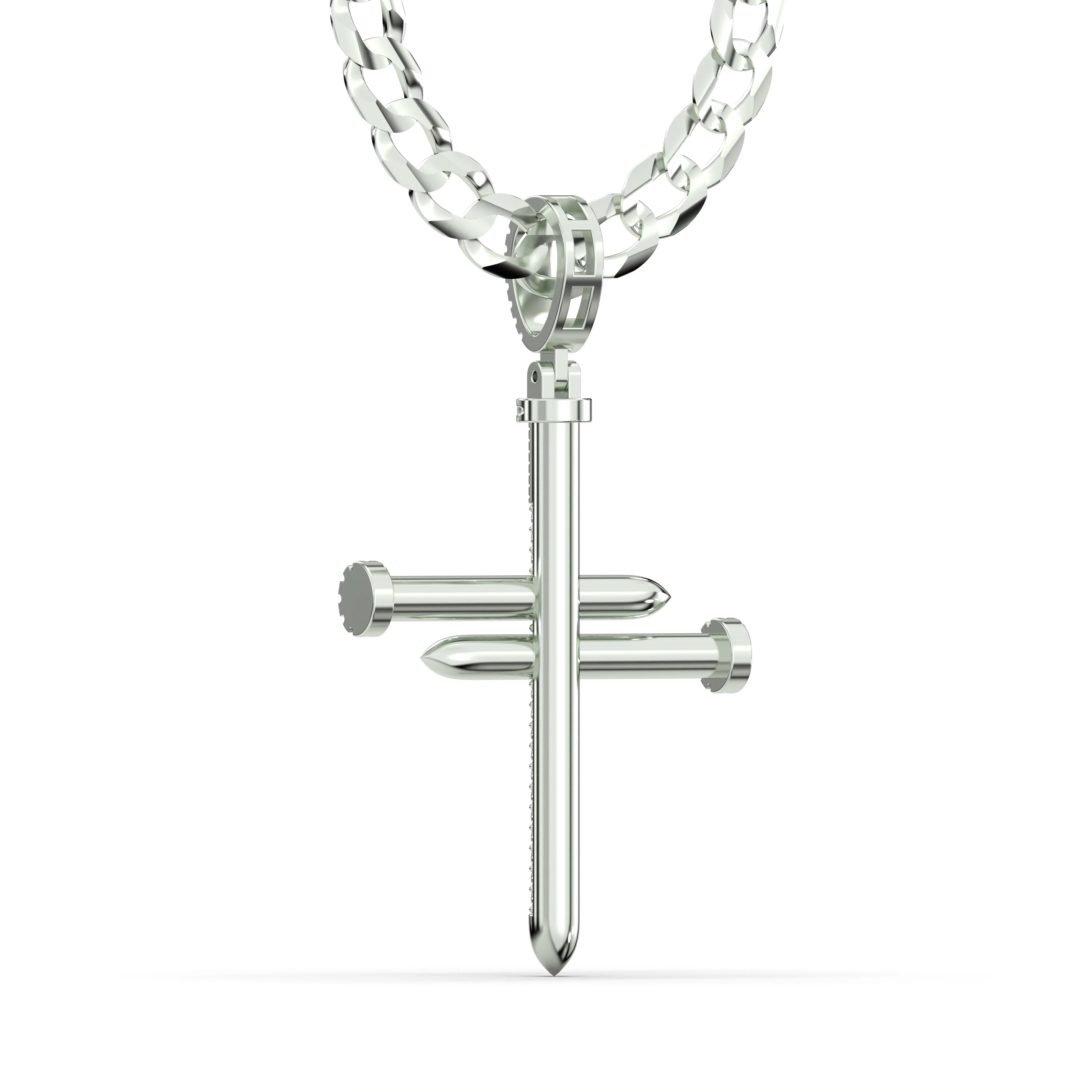 Men's VVS Lab Diamond Customizable White Nail Gold Cross Necklace Pendant - Image 4